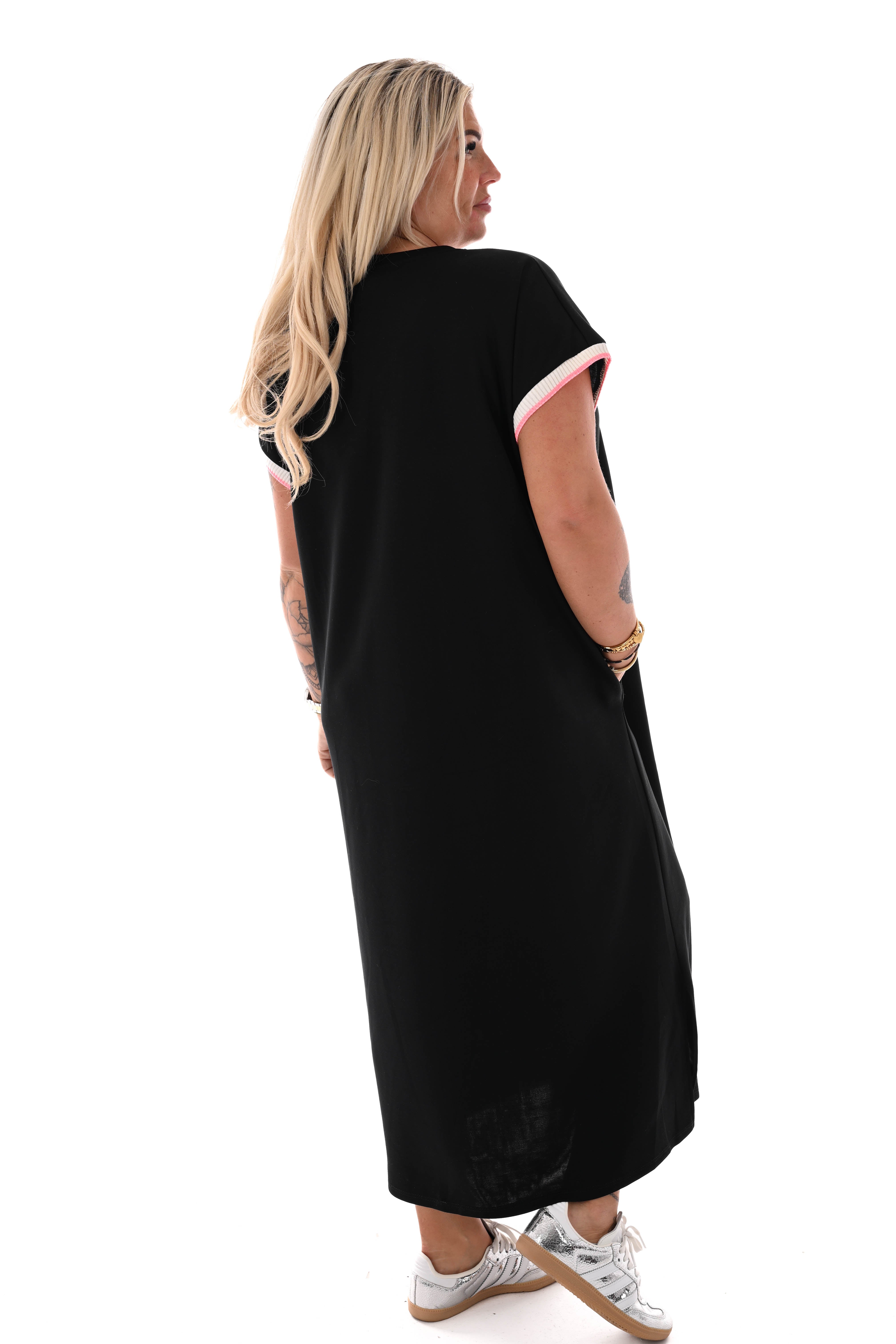 Lange sweaterdress v-hals  Ciao Bella zwart