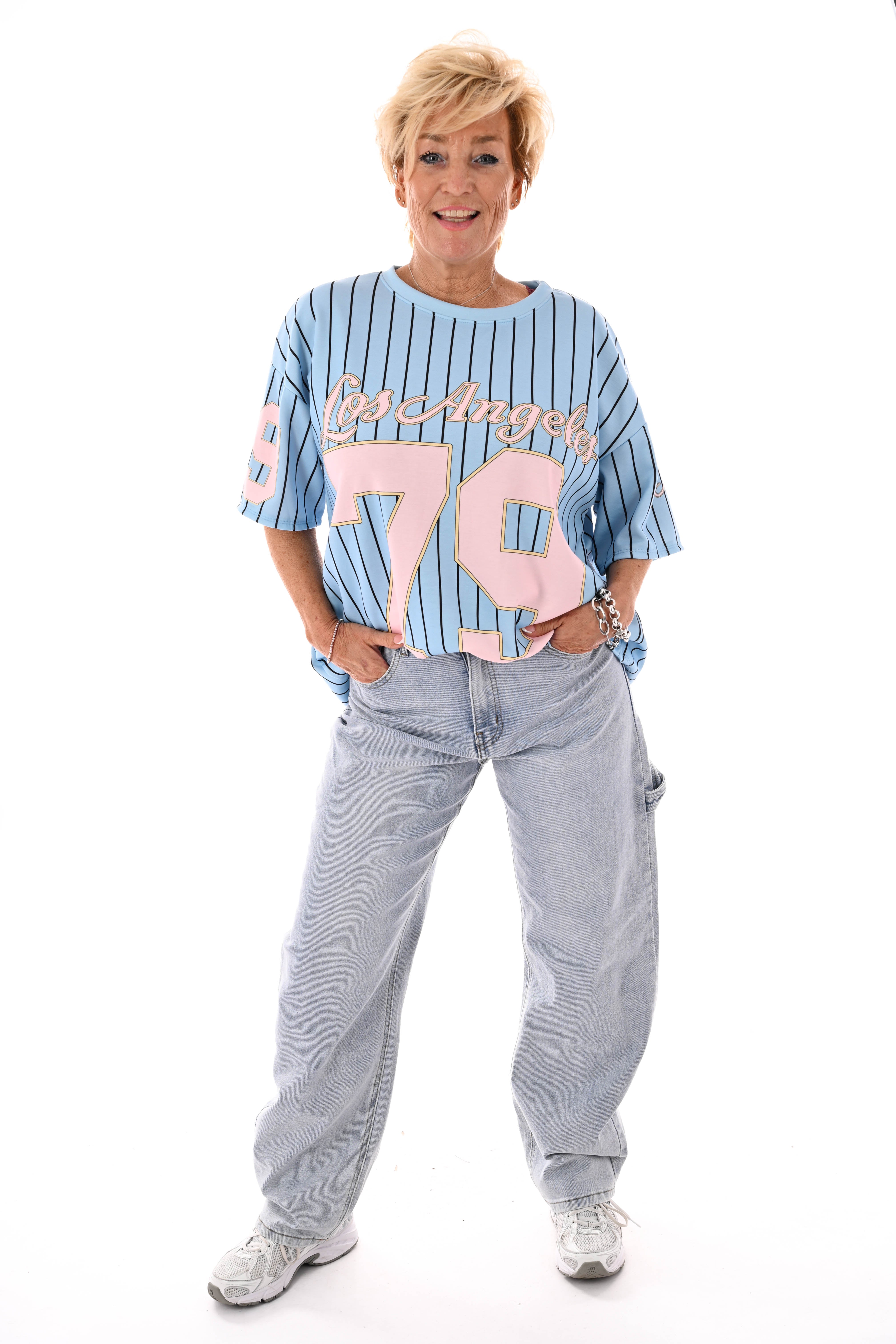 Miss Bon jeans wide leg lichtblauw