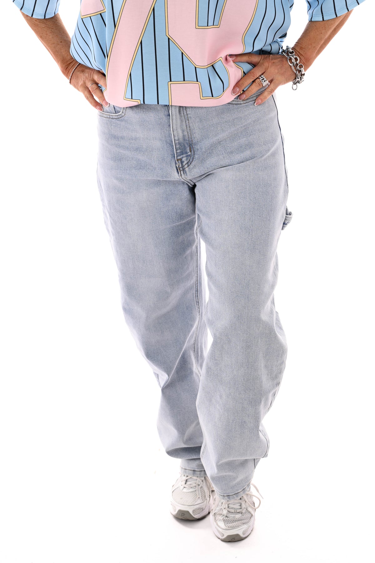 Miss Bon jeans wide leg lichtblauw