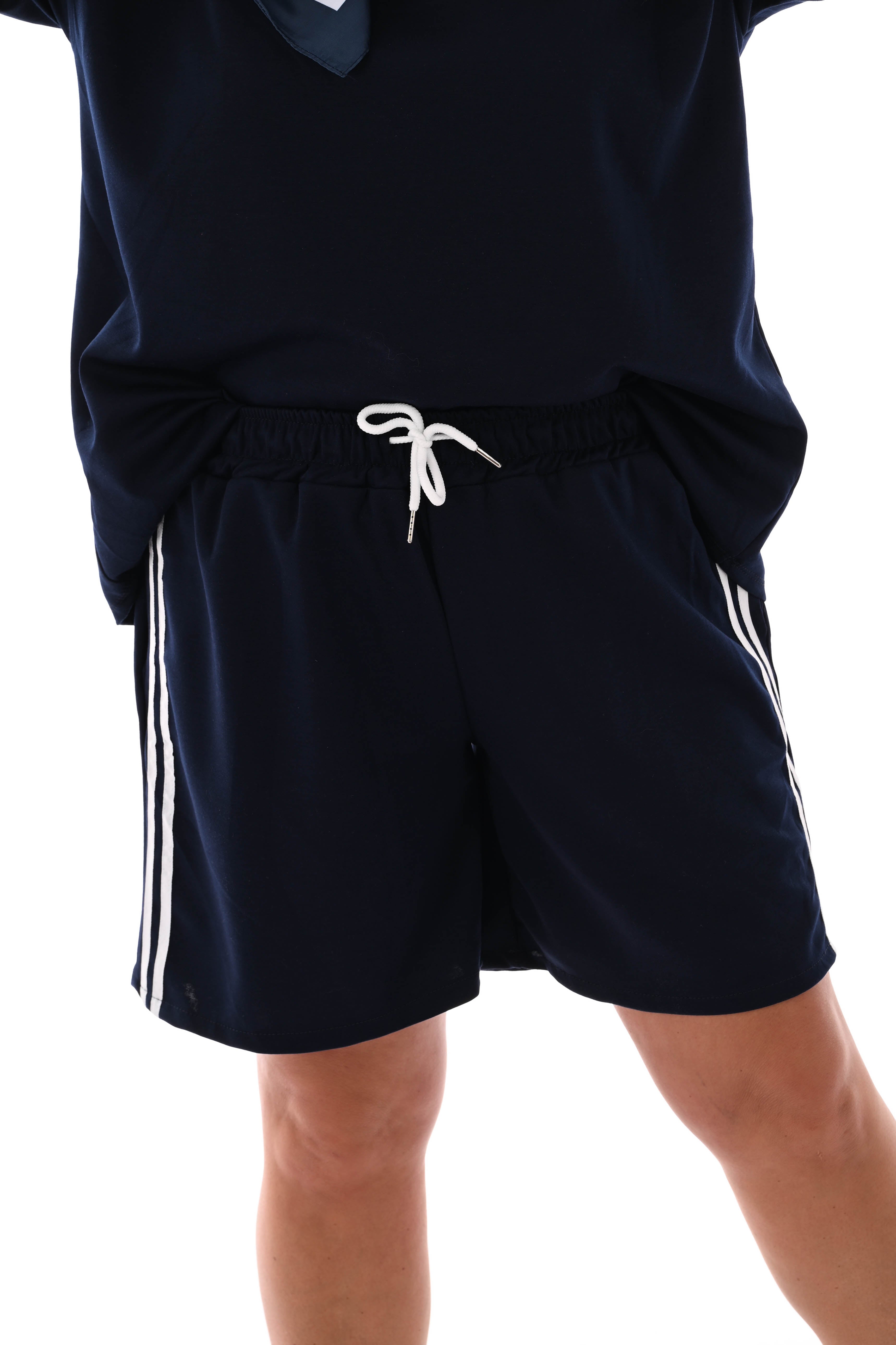 Twinset met bies uni marineblauw