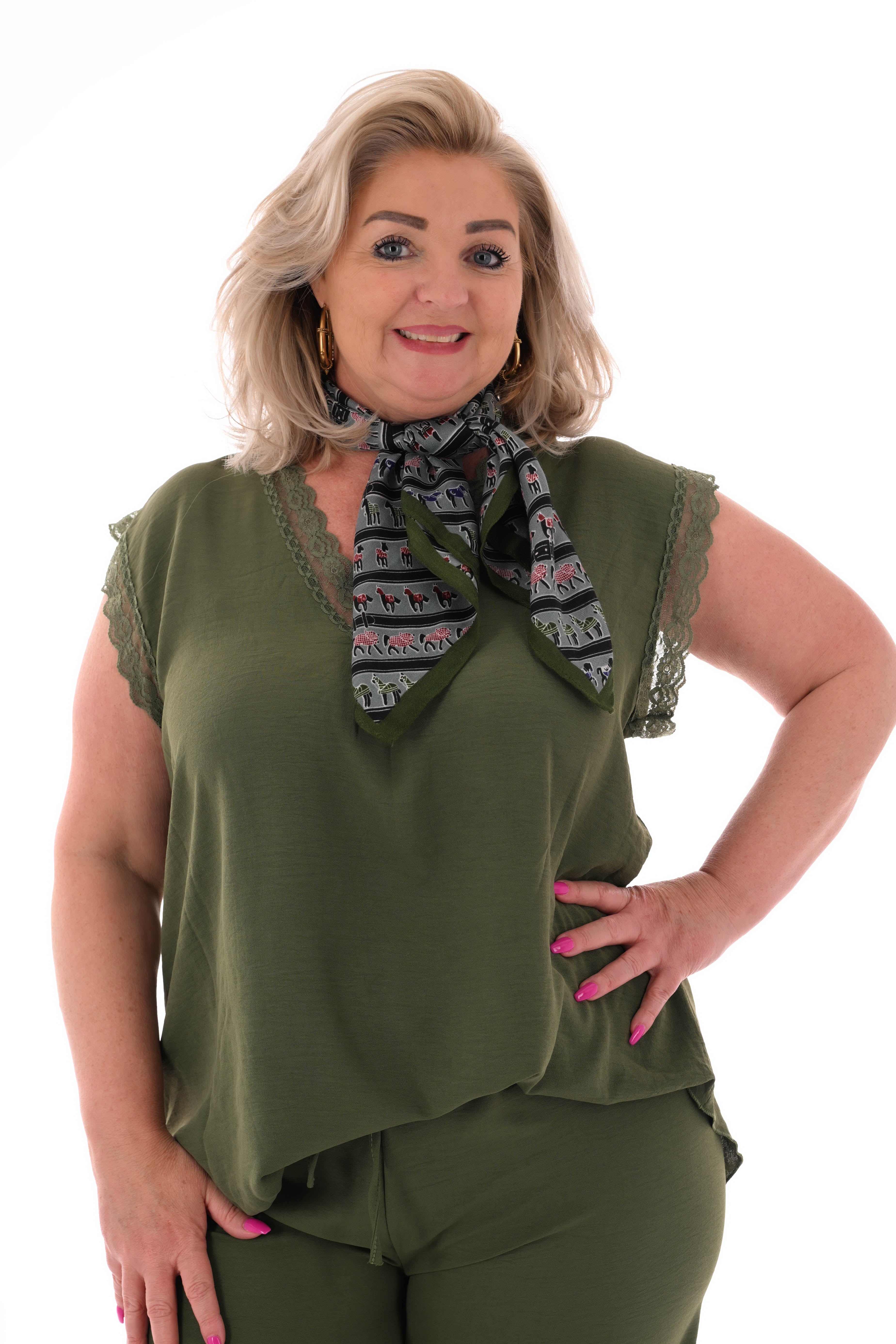 Kort sjaaltje horses donkergroen