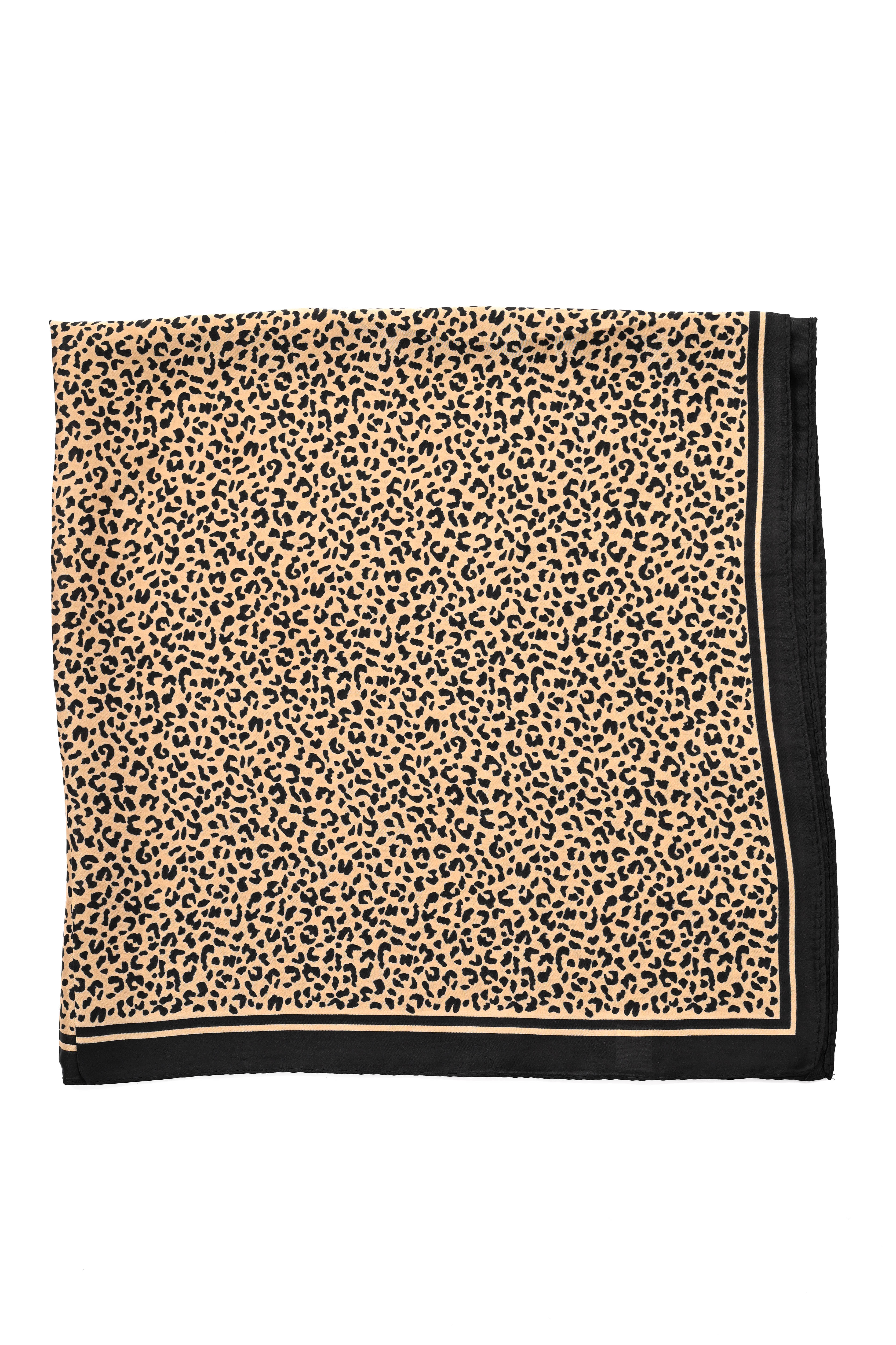 Kort sjaaltje kleine panterprint zwart/beige