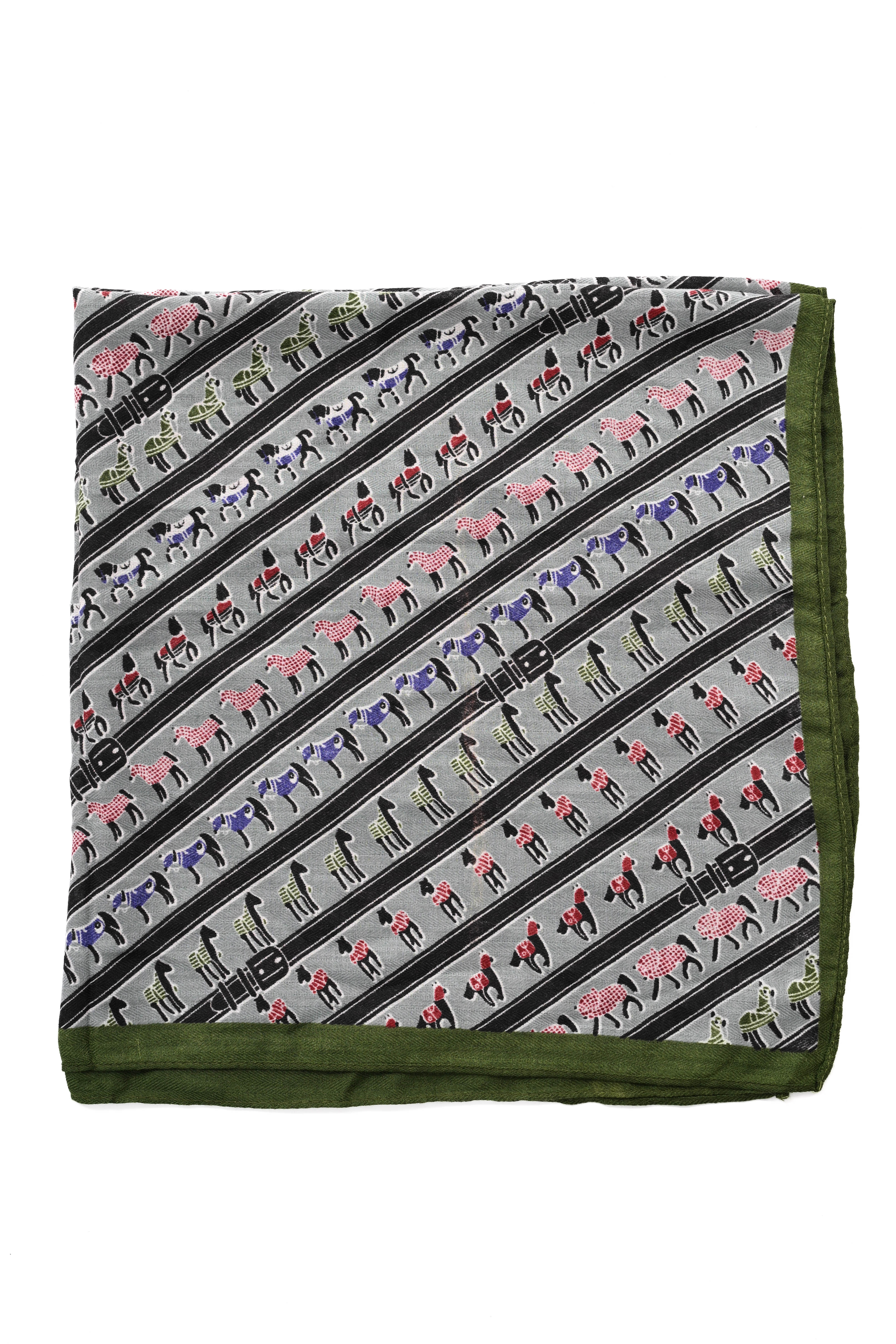 Kort sjaaltje horses donkergroen