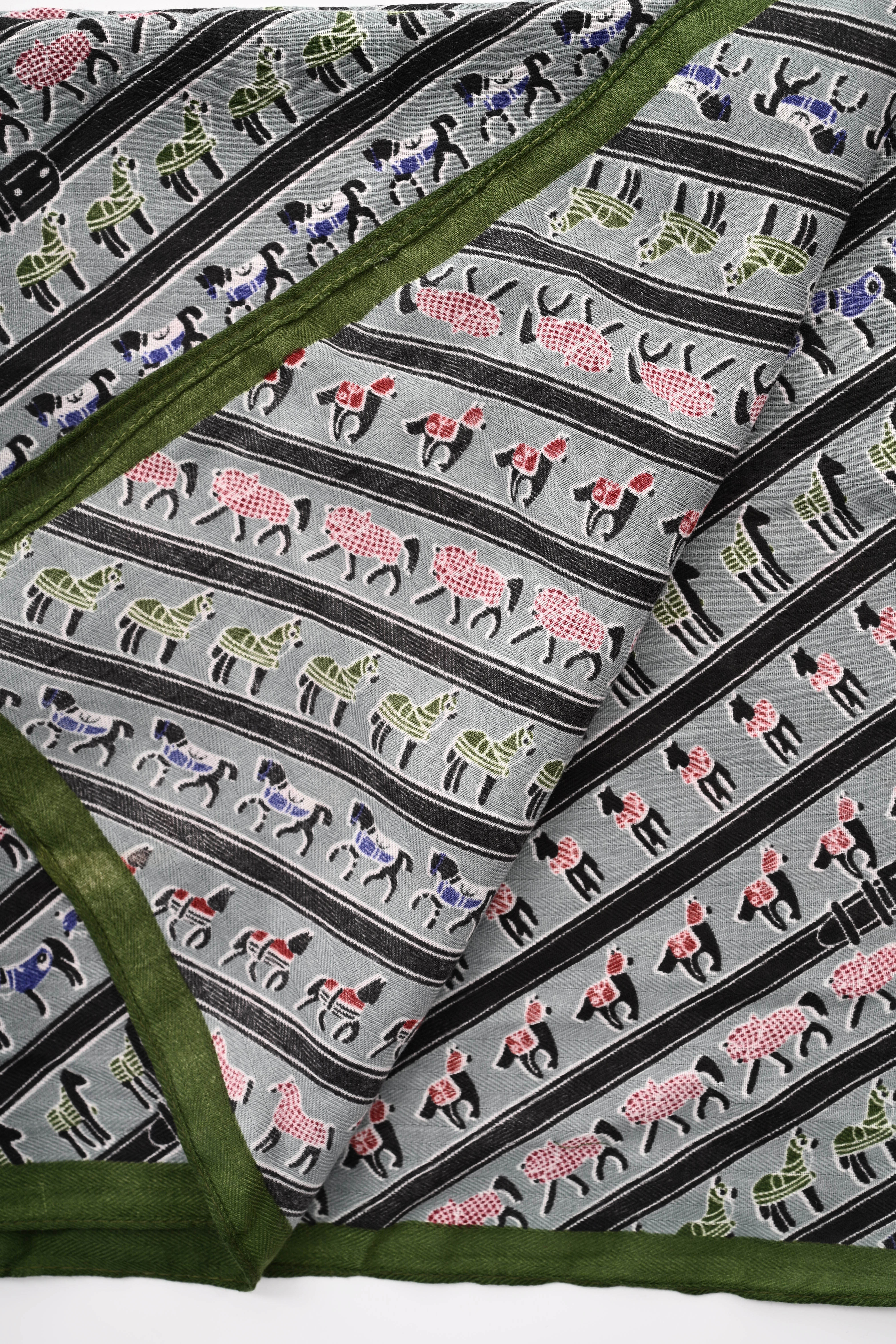 Kort sjaaltje horses donkergroen