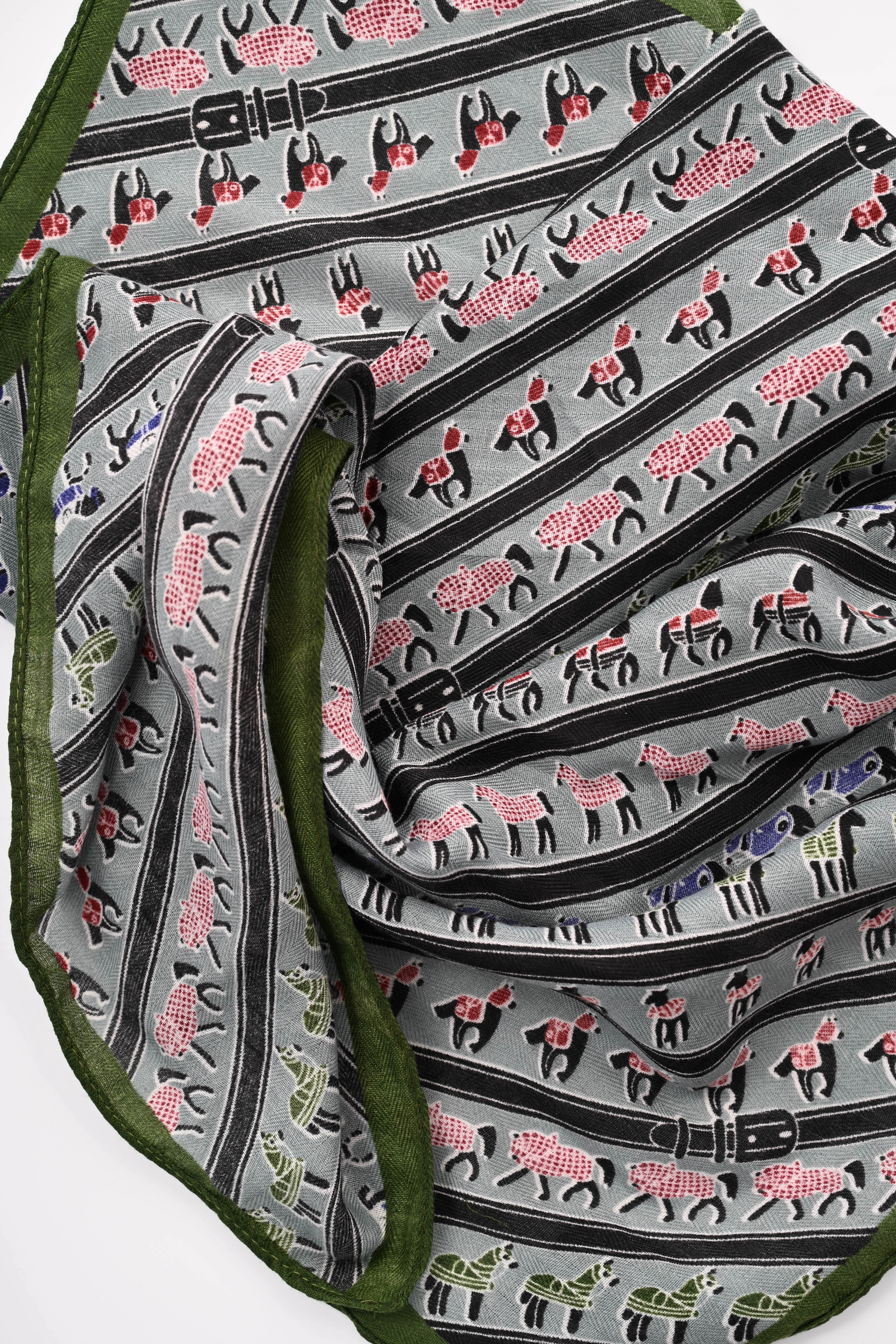 Kort sjaaltje horses donkergroen