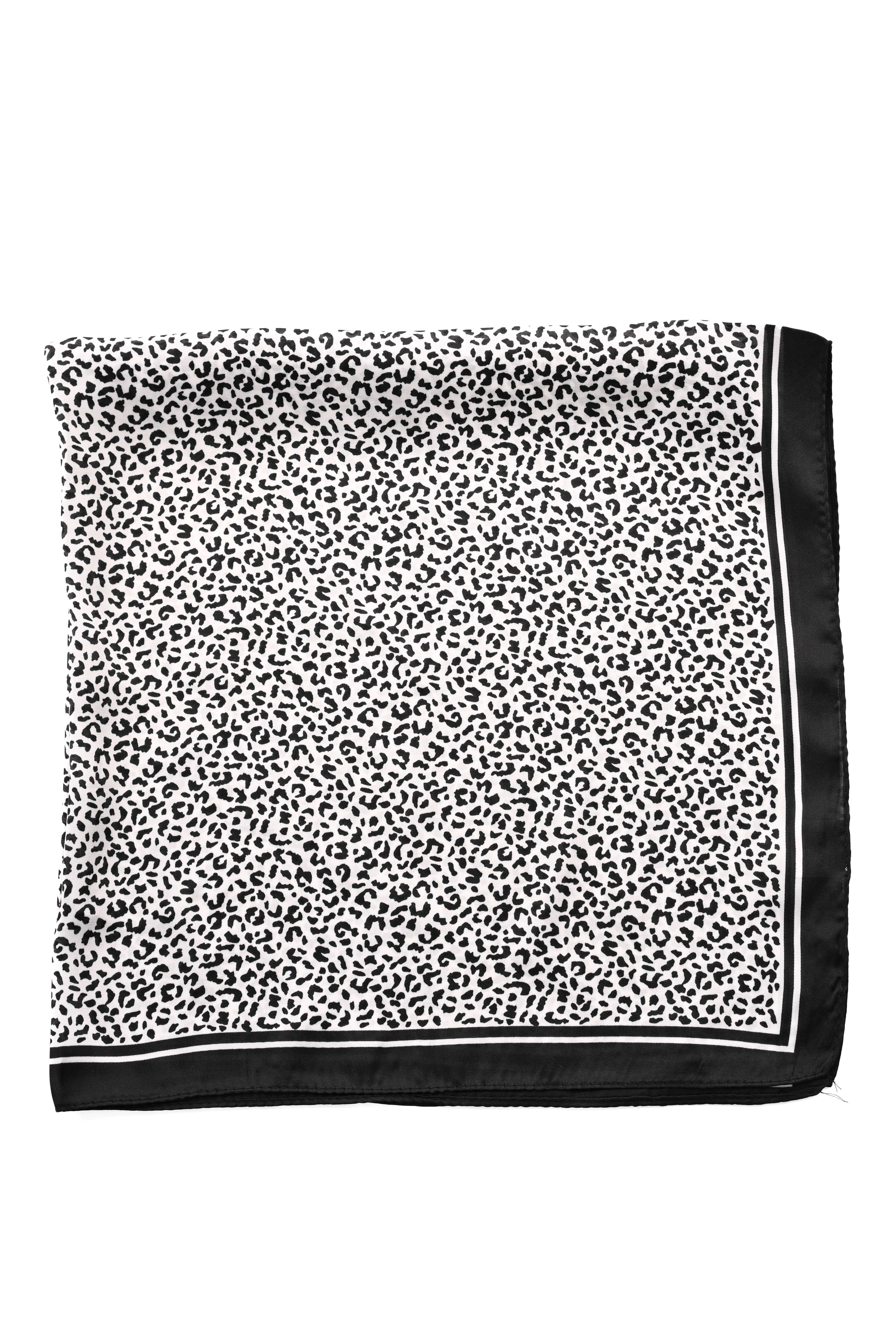Kort sjaaltje kleine panterprint zwart/wit