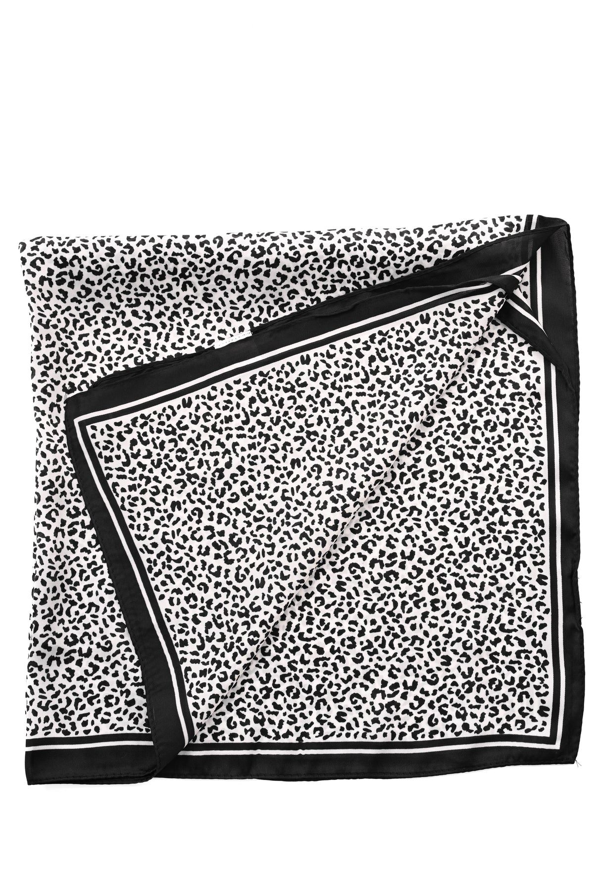 Kort sjaaltje kleine panterprint zwart/wit