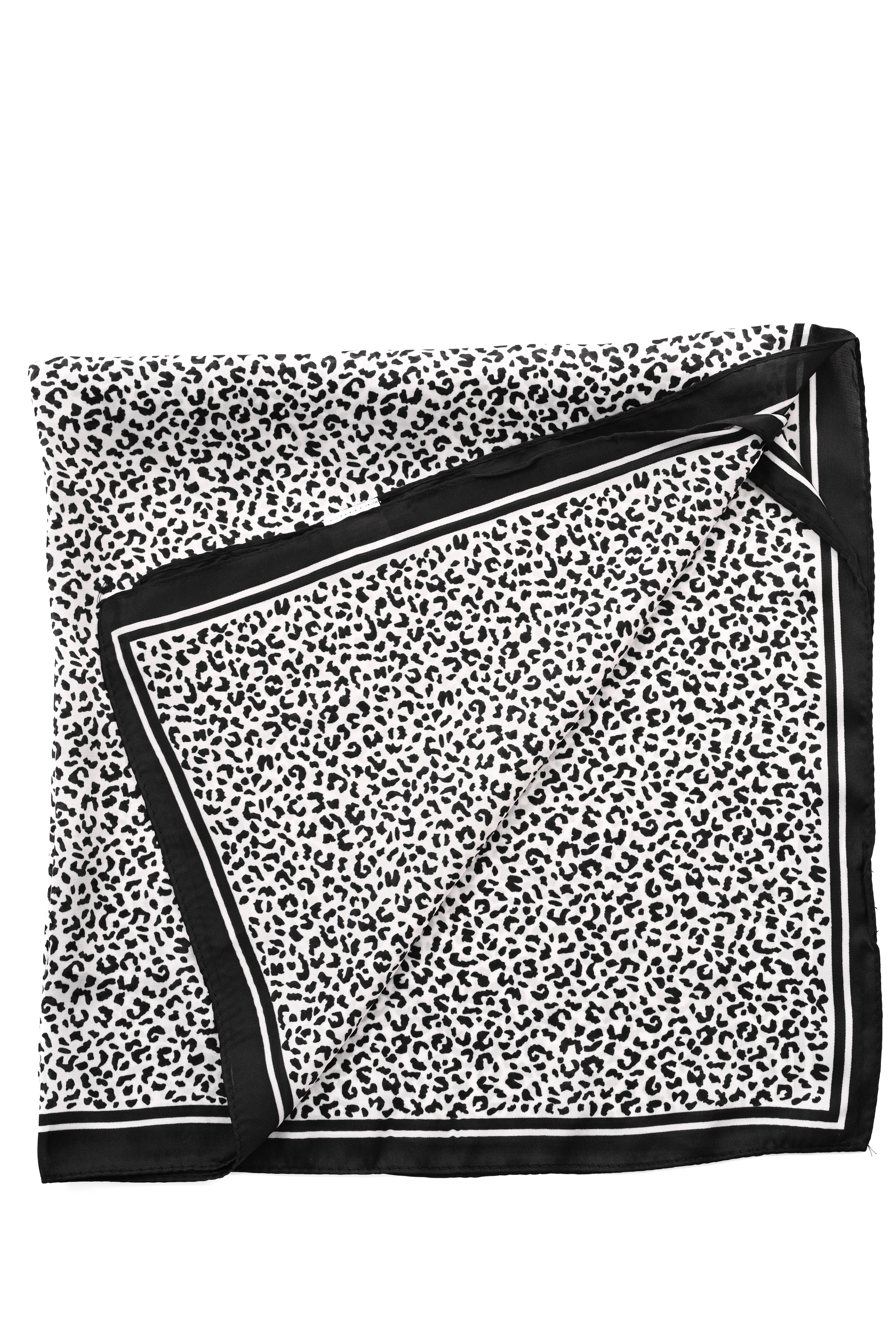 Kort sjaaltje kleine panterprint zwart/wit