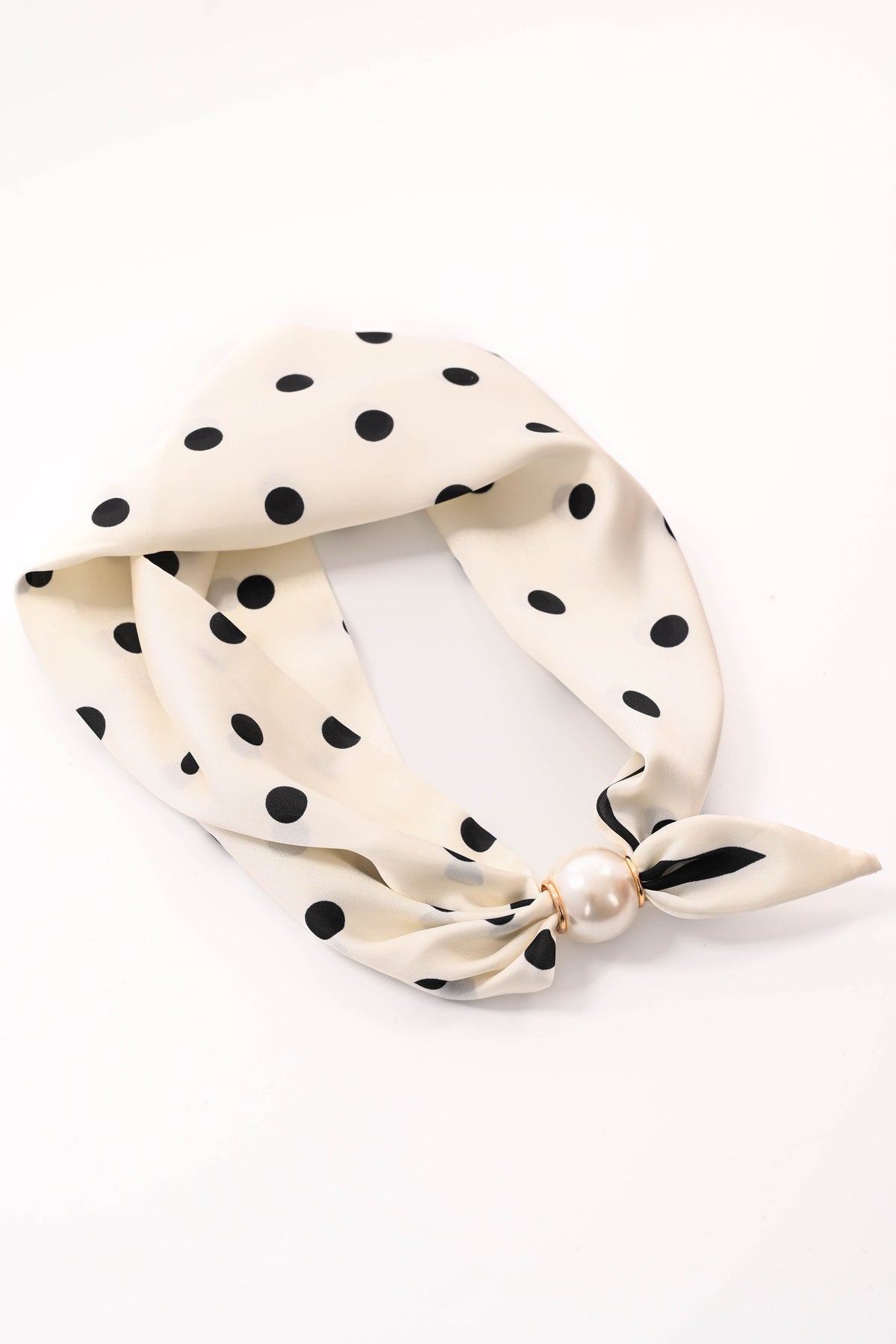 Kort sjaaltje parel met magneet dots roomwit