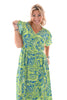 Omslag jurk roezel paisley kobaltblauw/lime