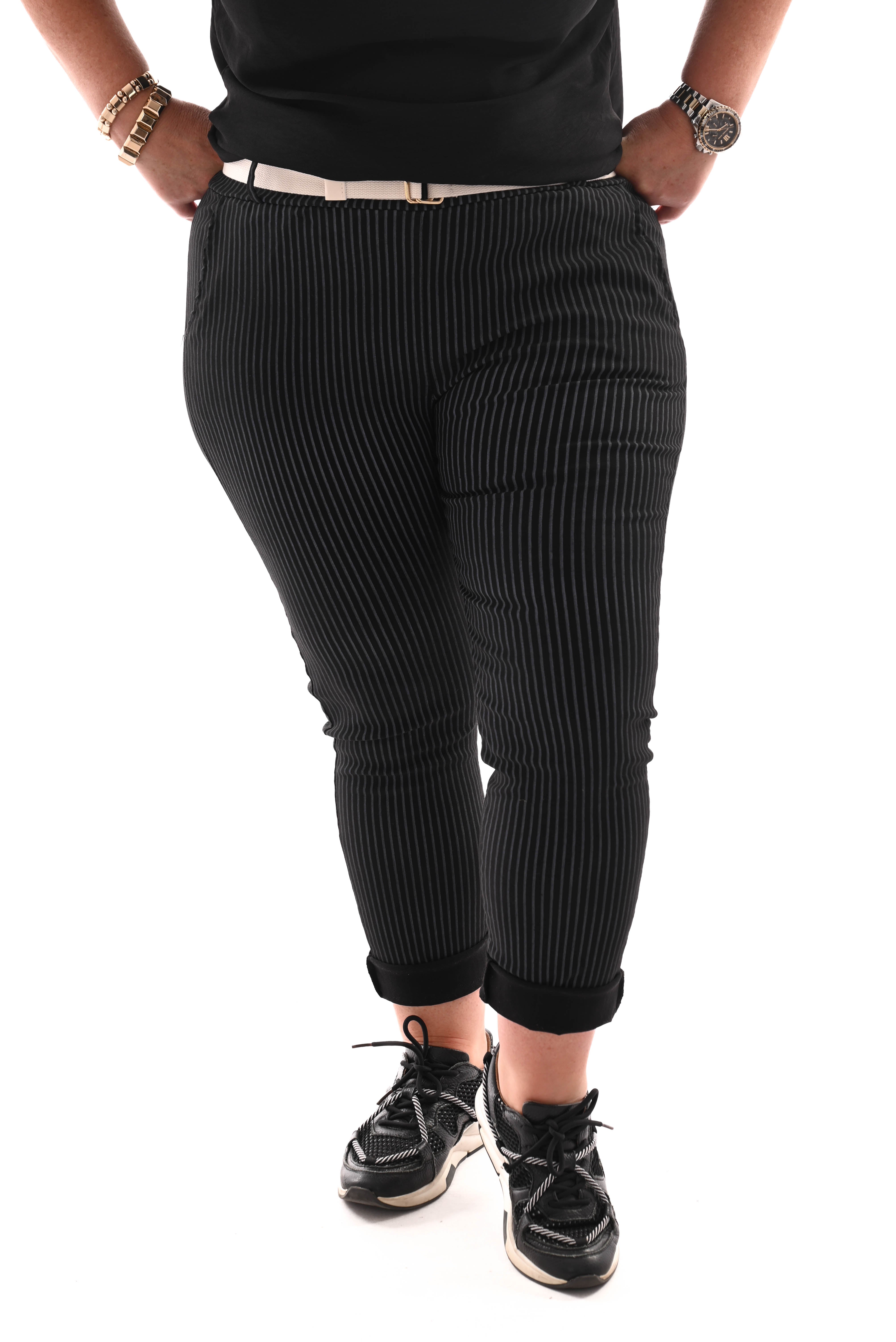 Stretchbroek streep zwart