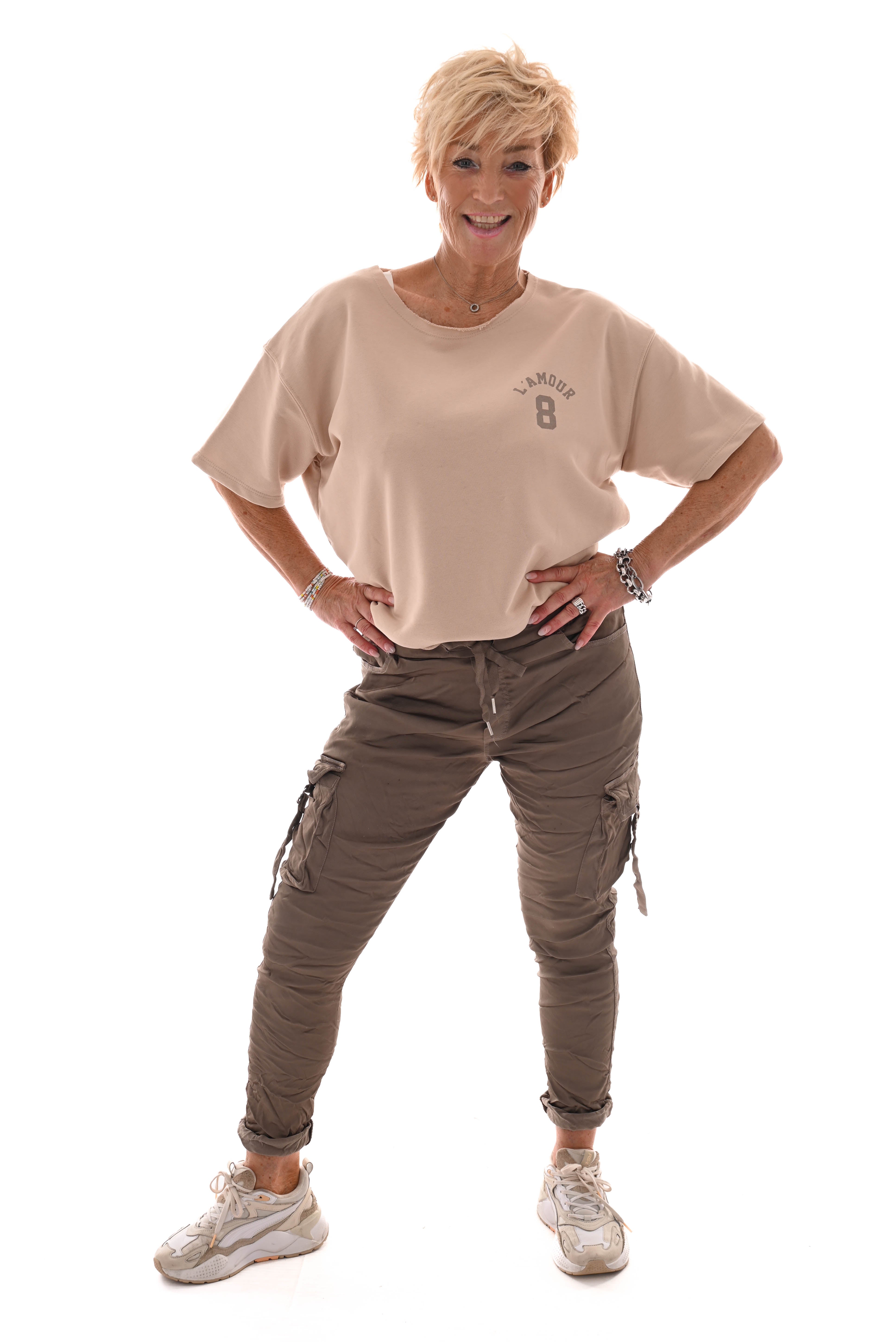 Stretchbroek silky cargo taupe