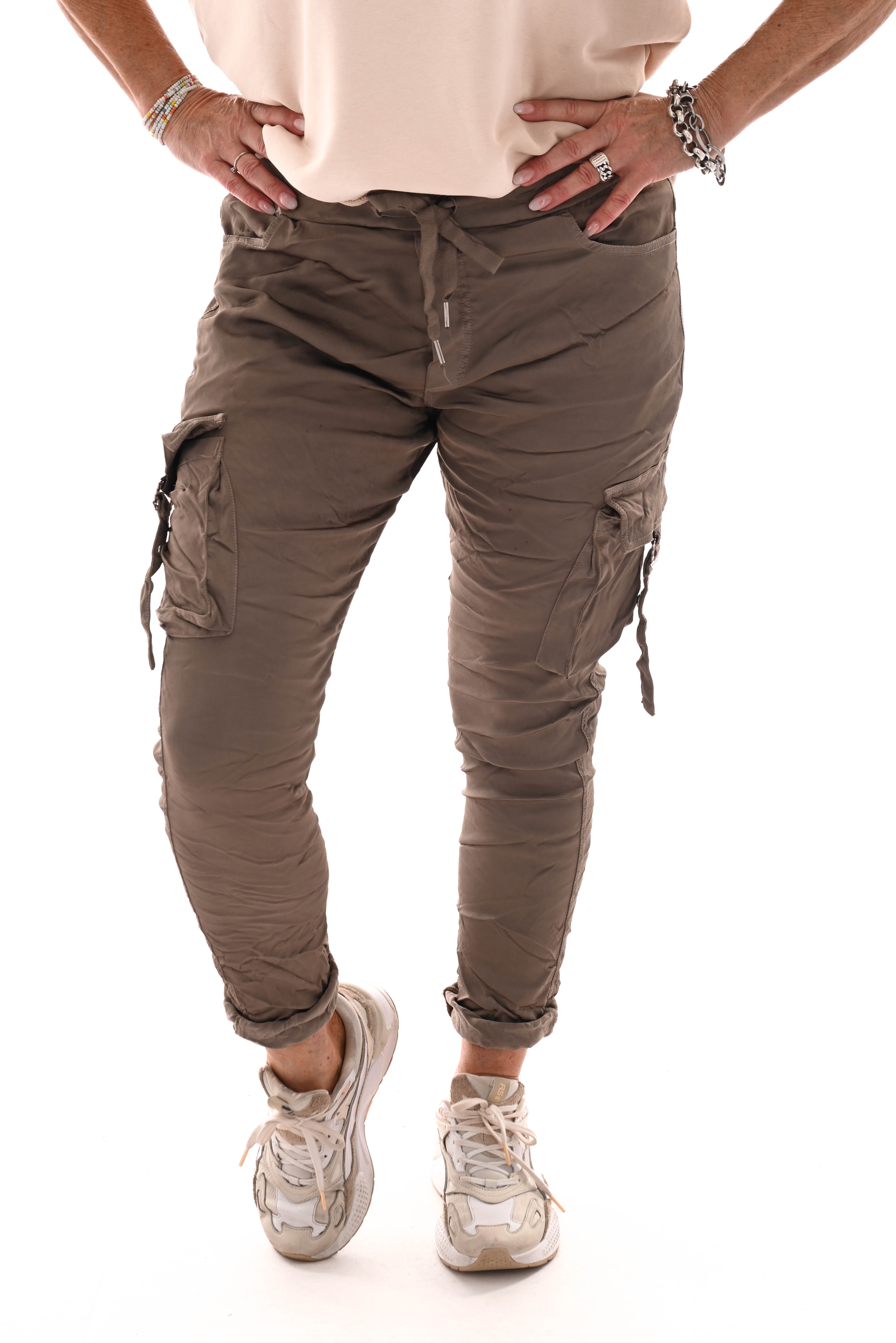 Stretchbroek silky cargo taupe