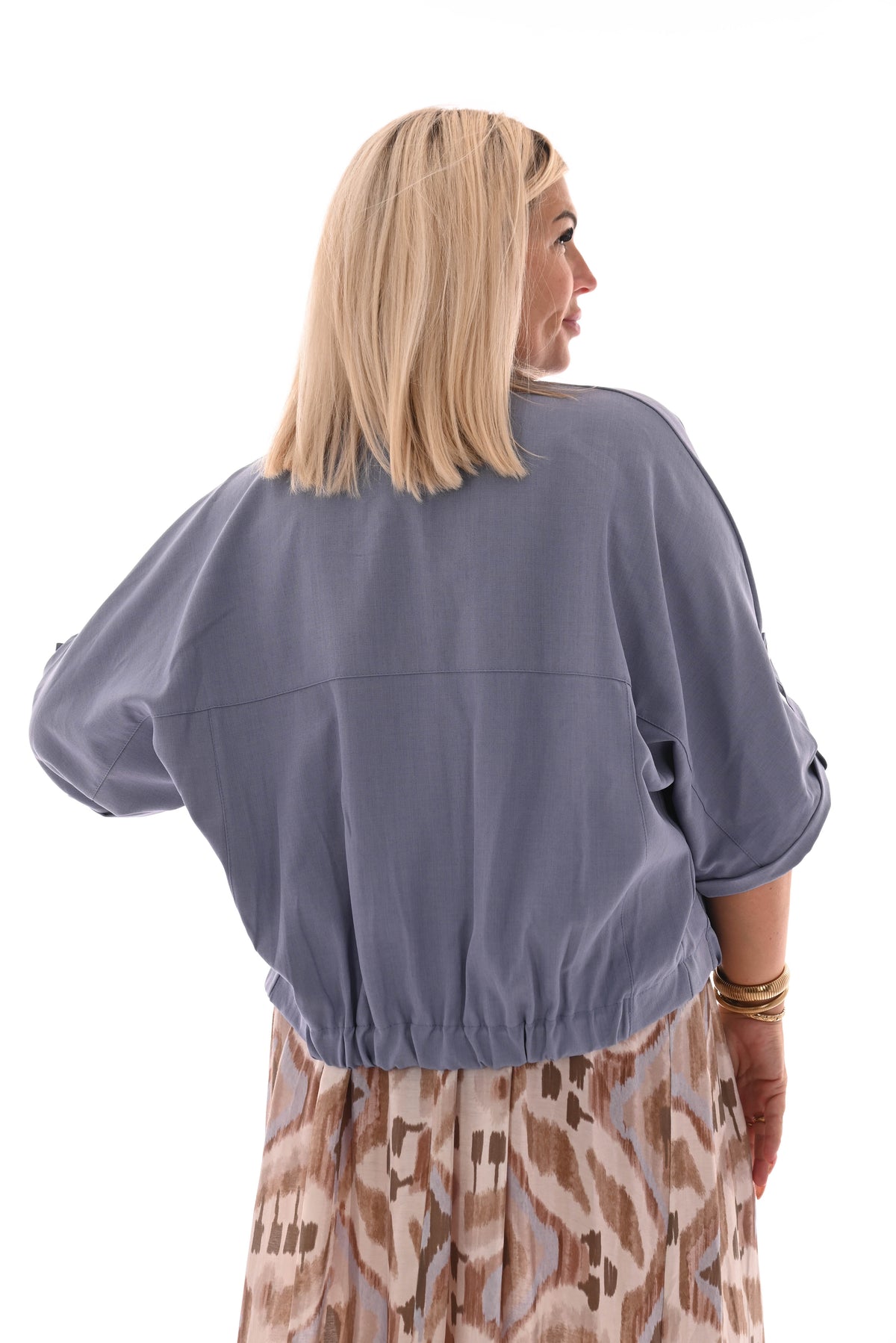 Bomber ophaalmouwen jeansblauw