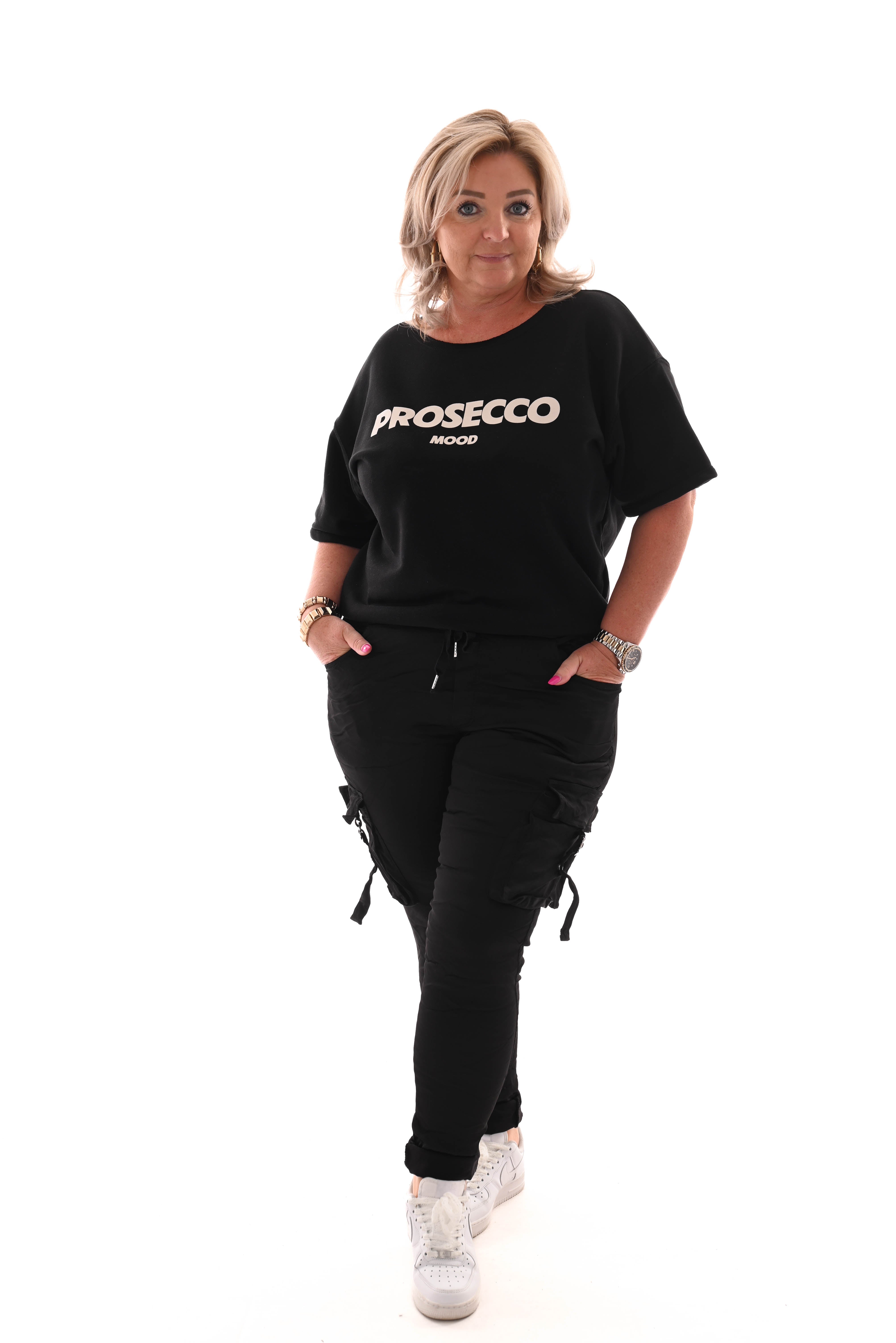 Stretchbroek silky cargo zwart