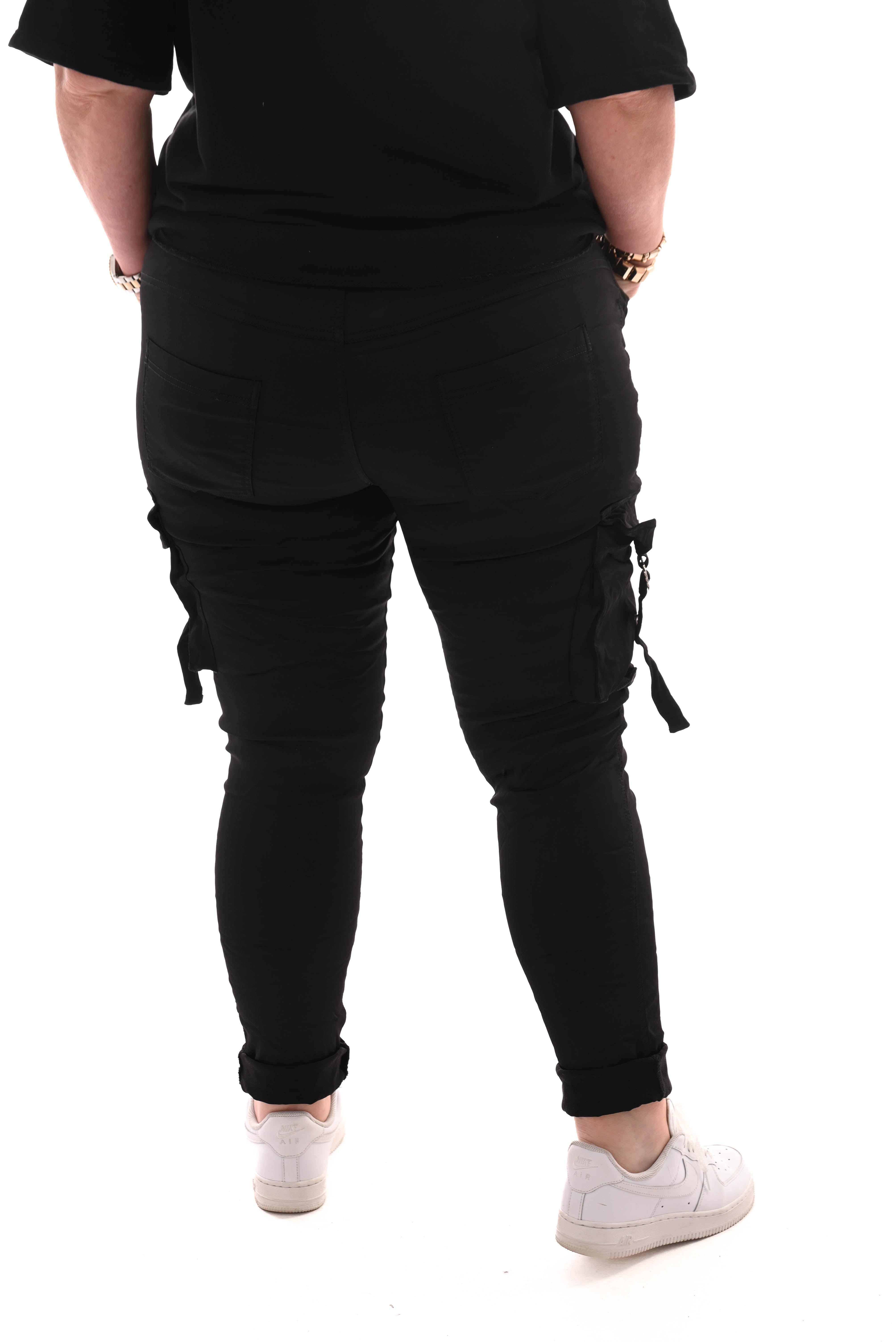 Stretchbroek silky cargo zwart