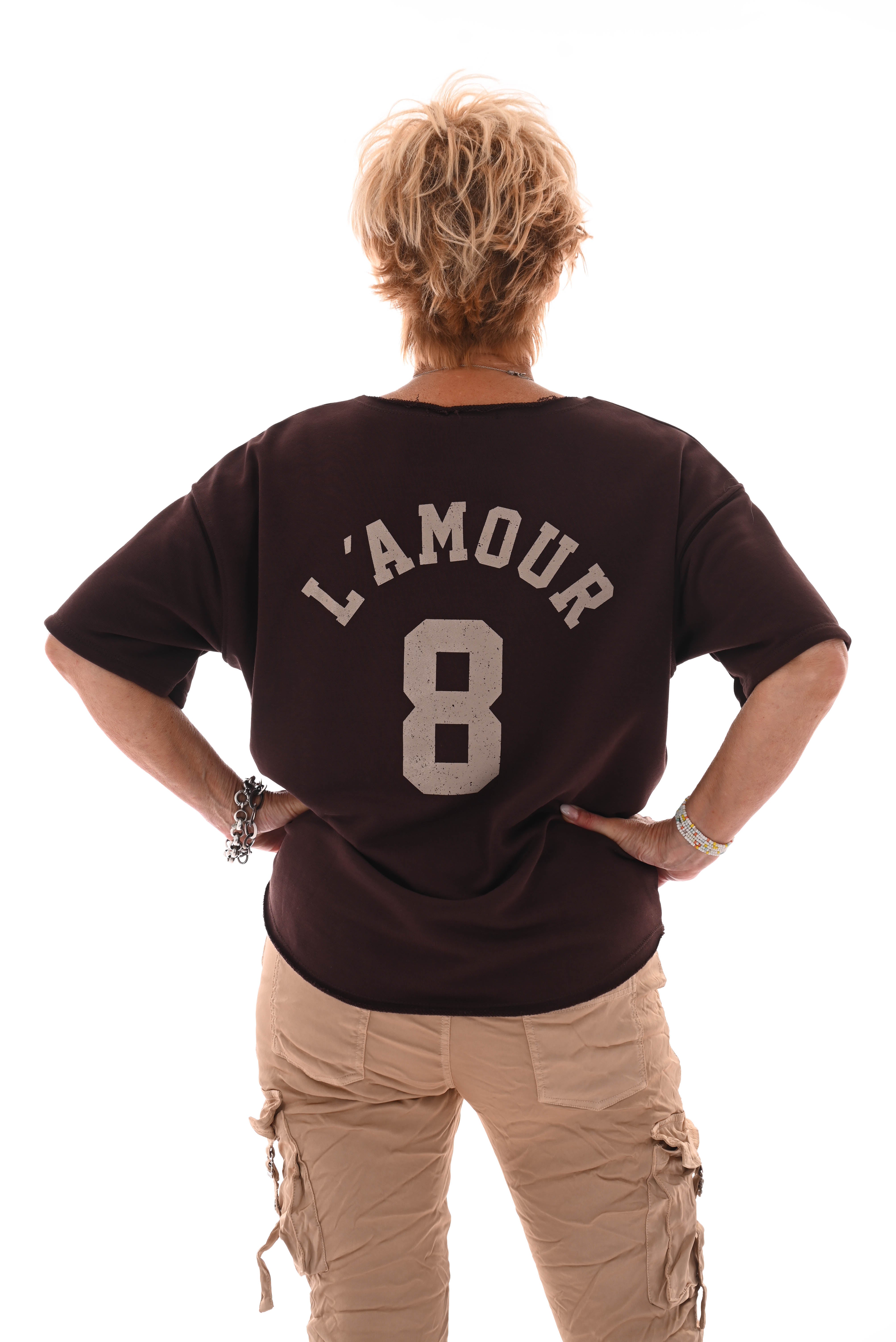 Sweater korte mouwen l'amour 8 donkerbruin