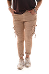 Stretchbroek silky cargo goud