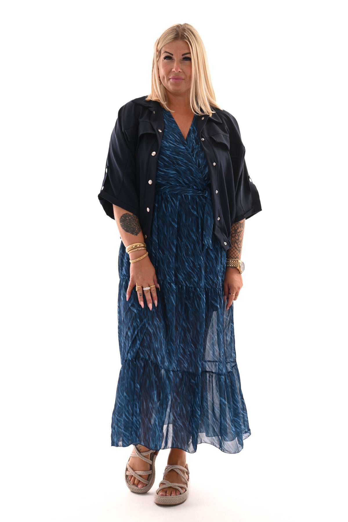 Bomber ophaalmouwen marineblauw