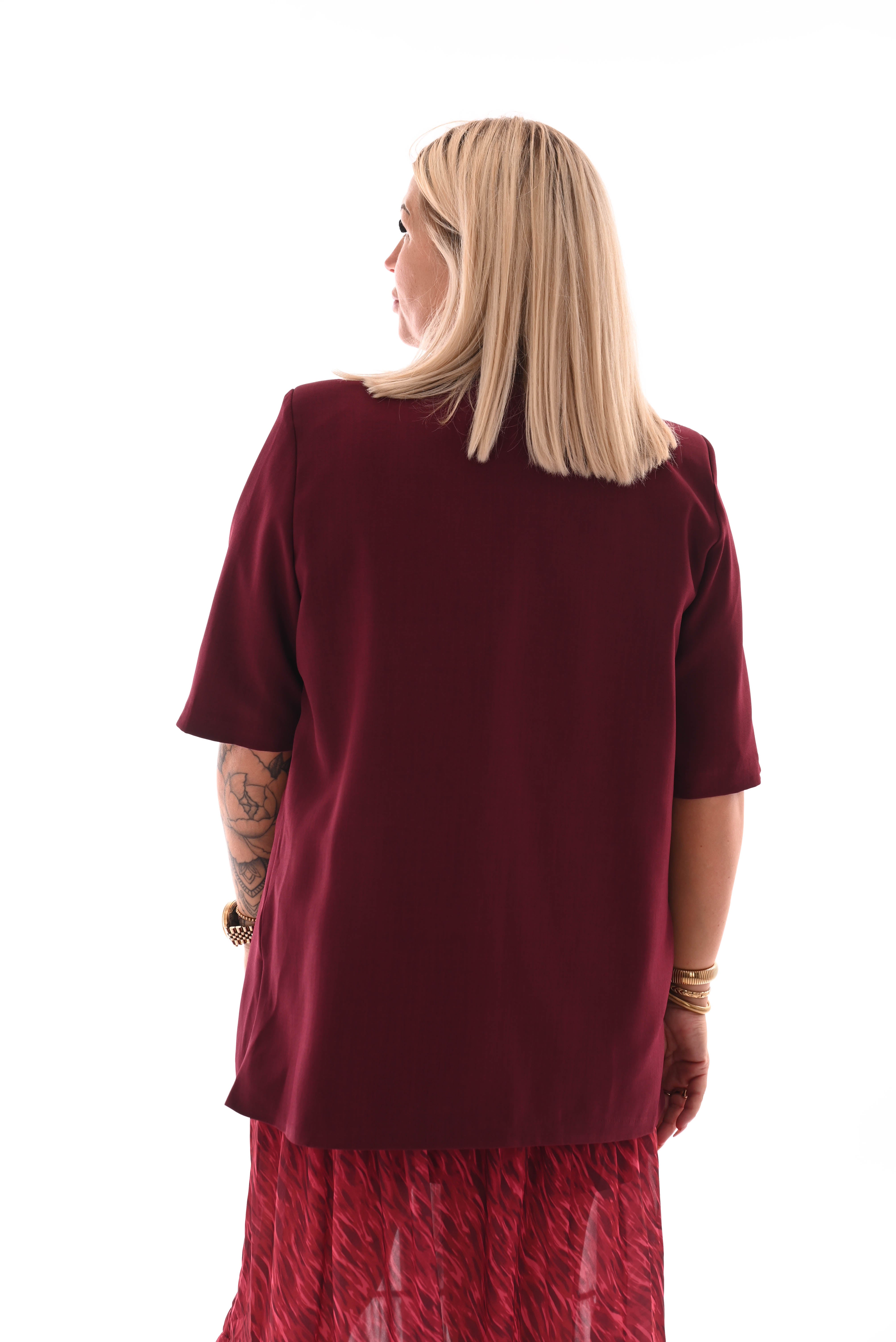 Blazer korte mouwen uni bordeaux