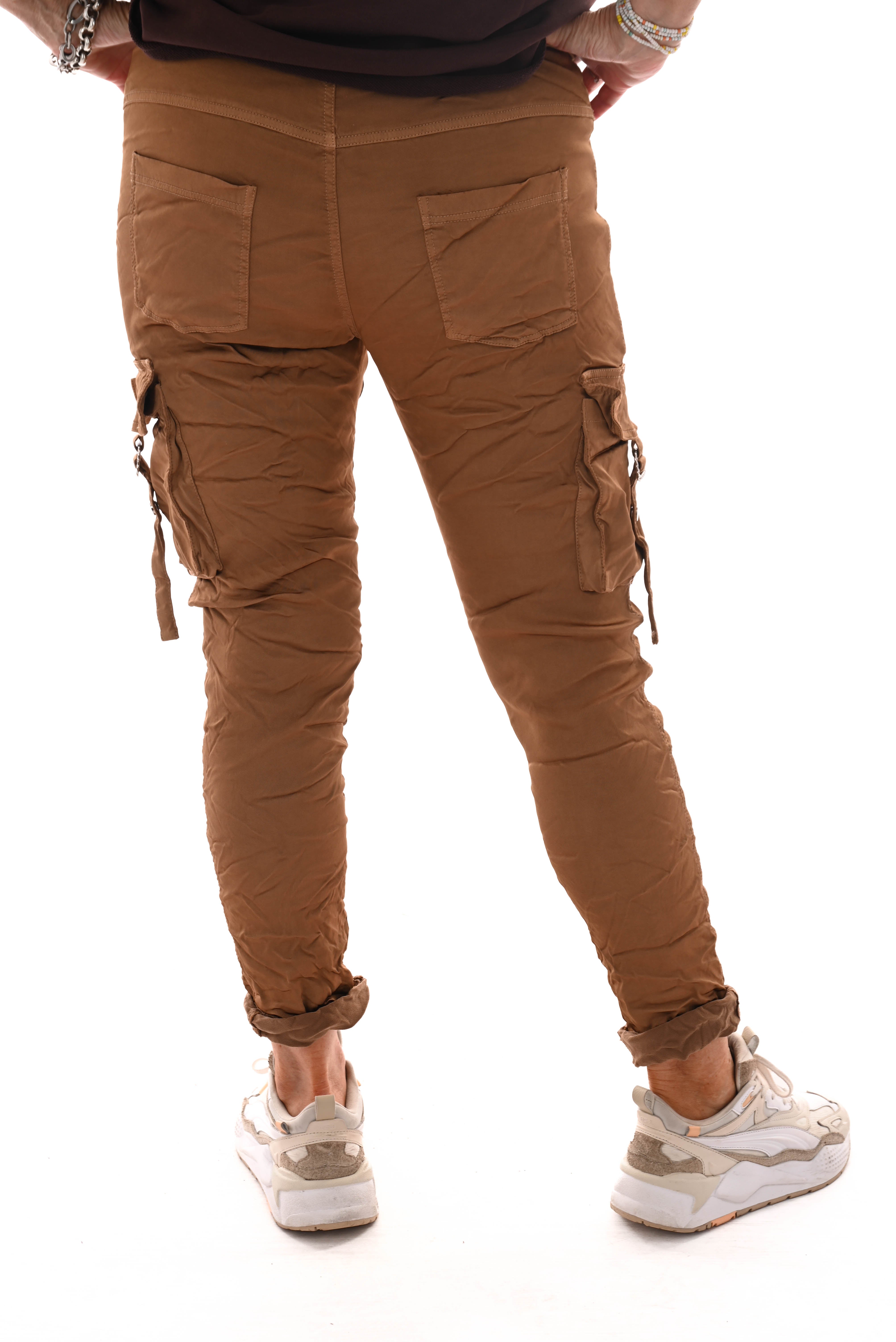 Stretchbroek silky cargo camel
