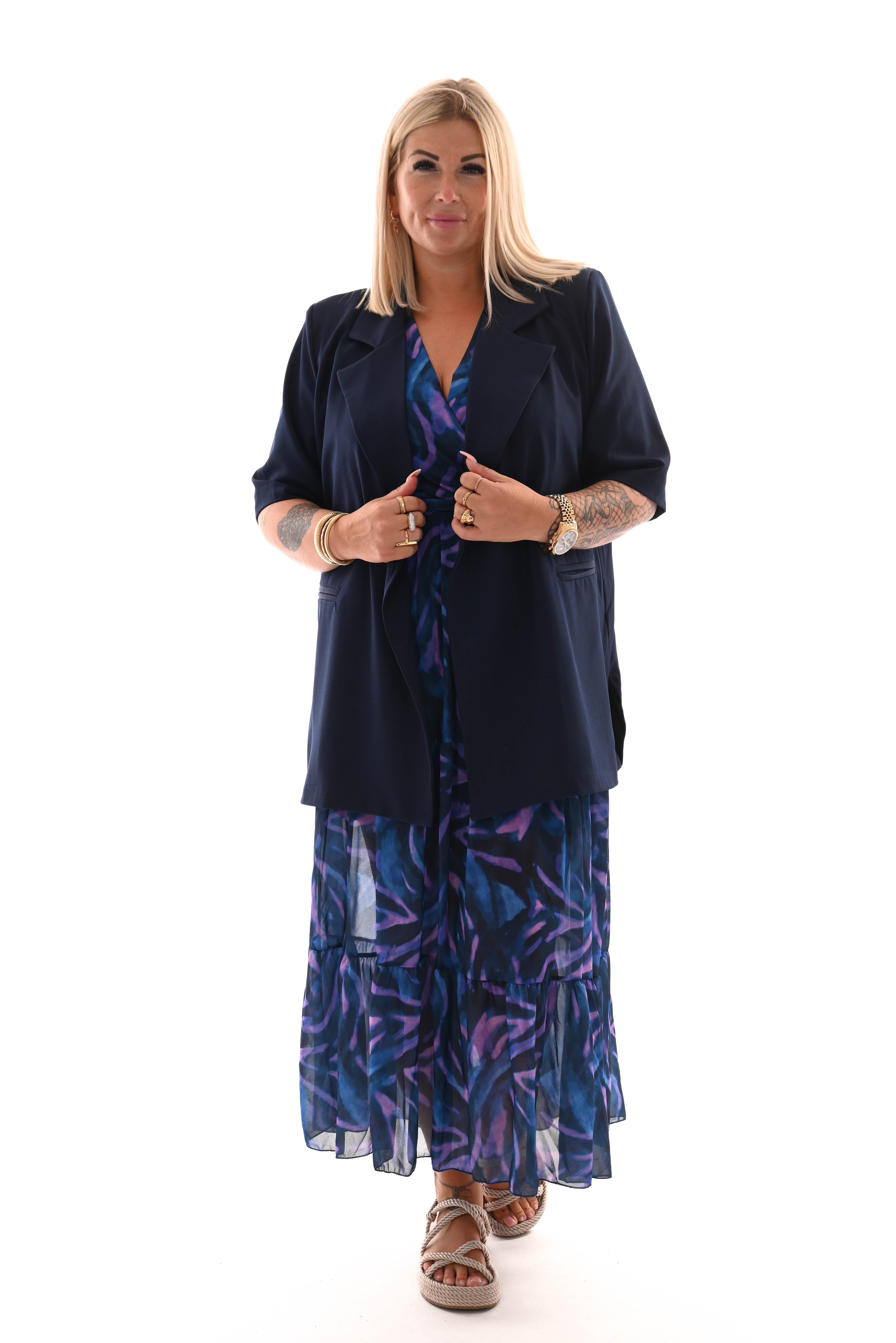 Blazer korte mouwen uni marineblauw