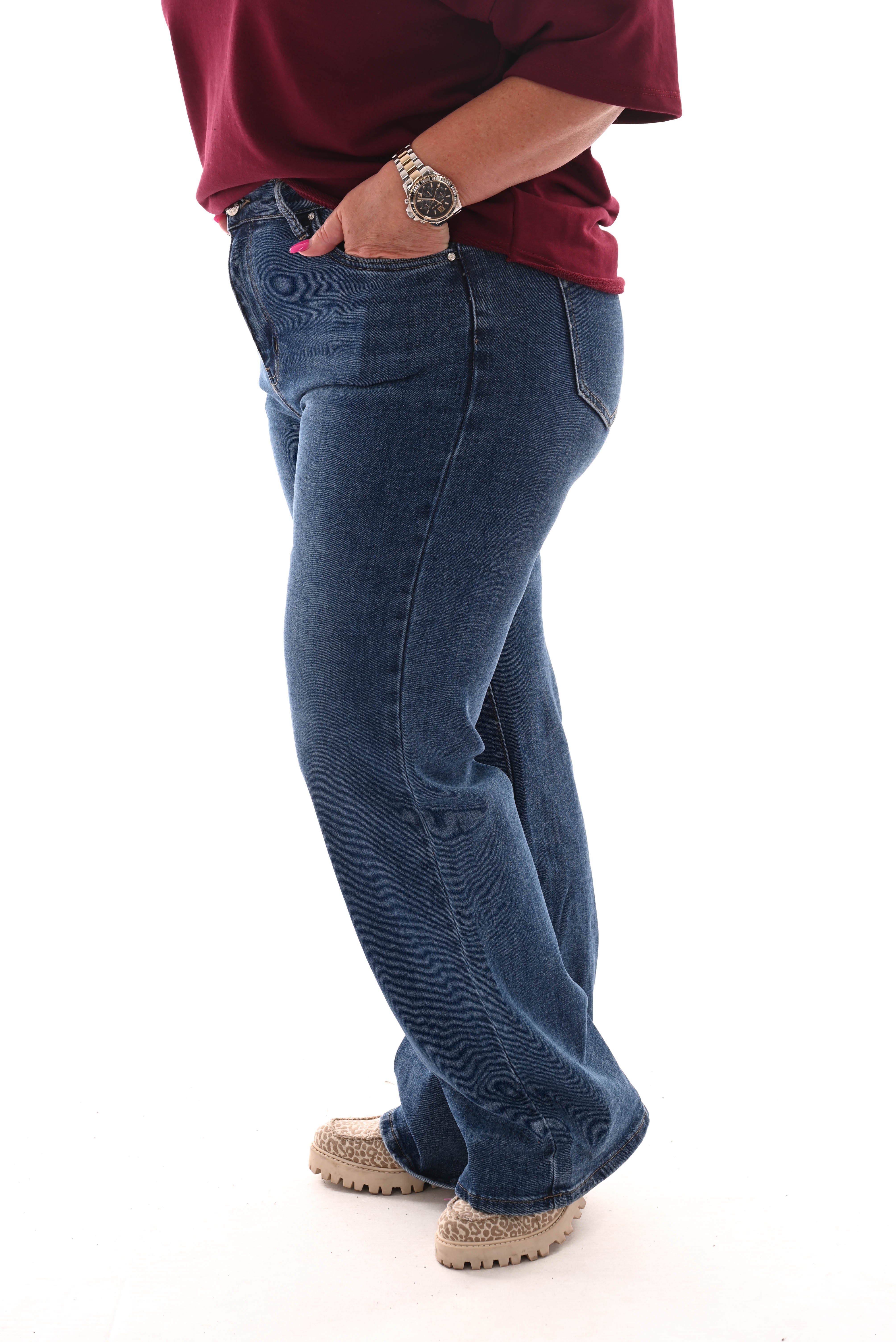 Goodies jeans wide leg middenblauw