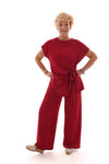 Tweedelig set crepe met knoop rood