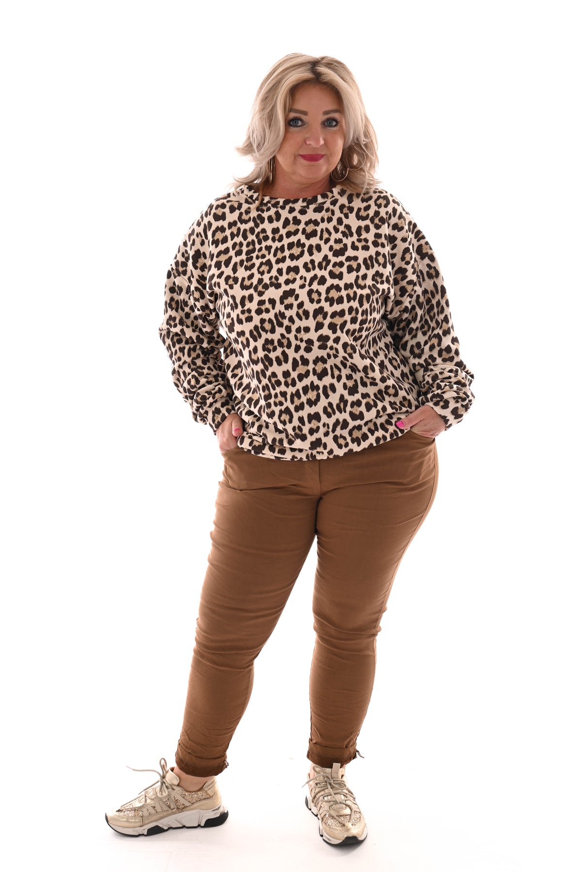Sweater panterprint Balance bruin