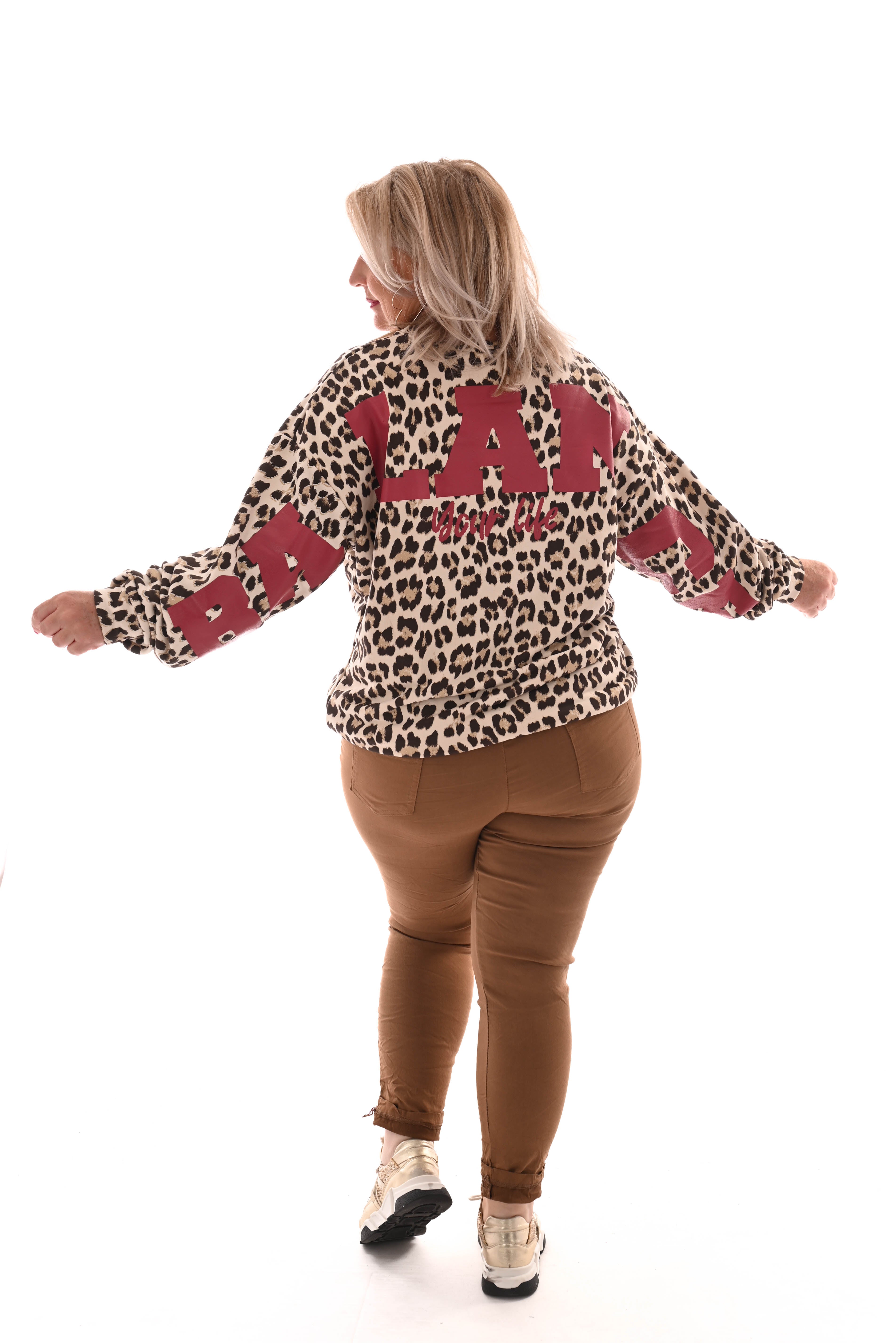 Sweater panterprint Balance bruin