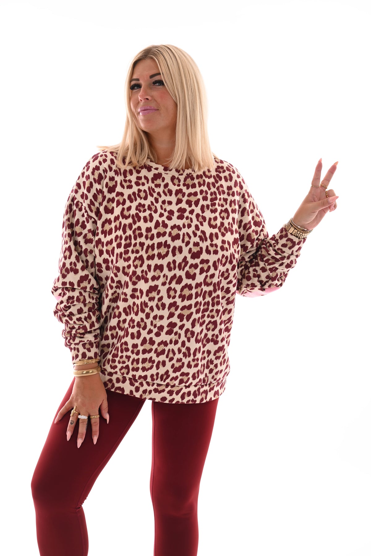 Sweater panterprint Balance bordeaux
