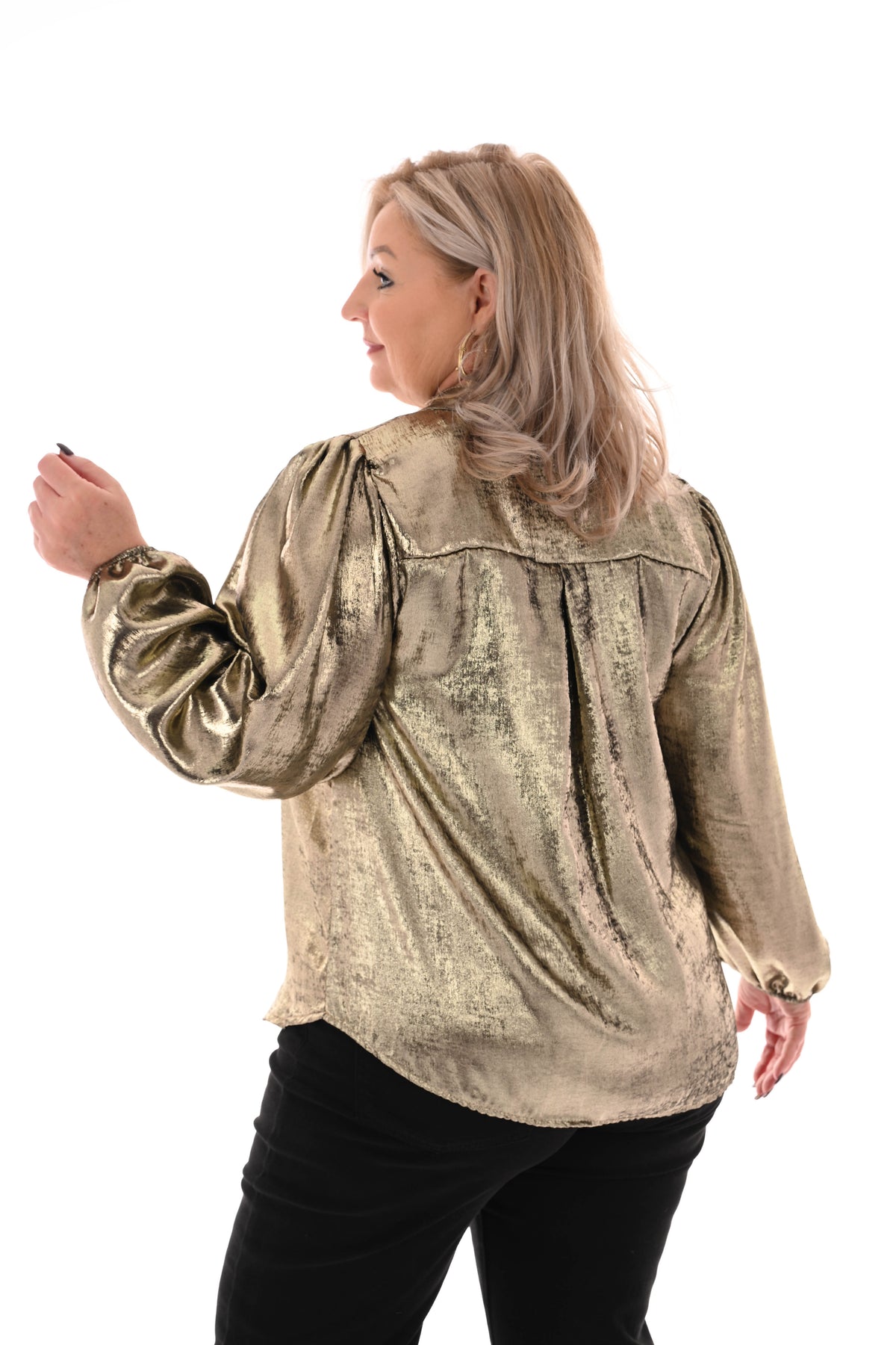 Top v-hals metallic goud