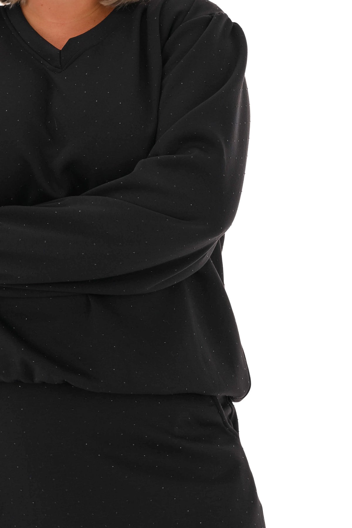 Tweedelig set sweater en rok strass zwart