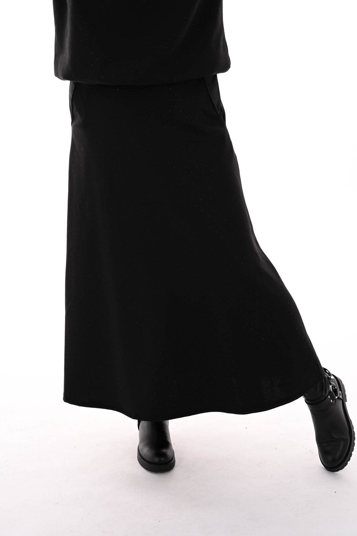 Tweedelig set sweater en rok strass zwart