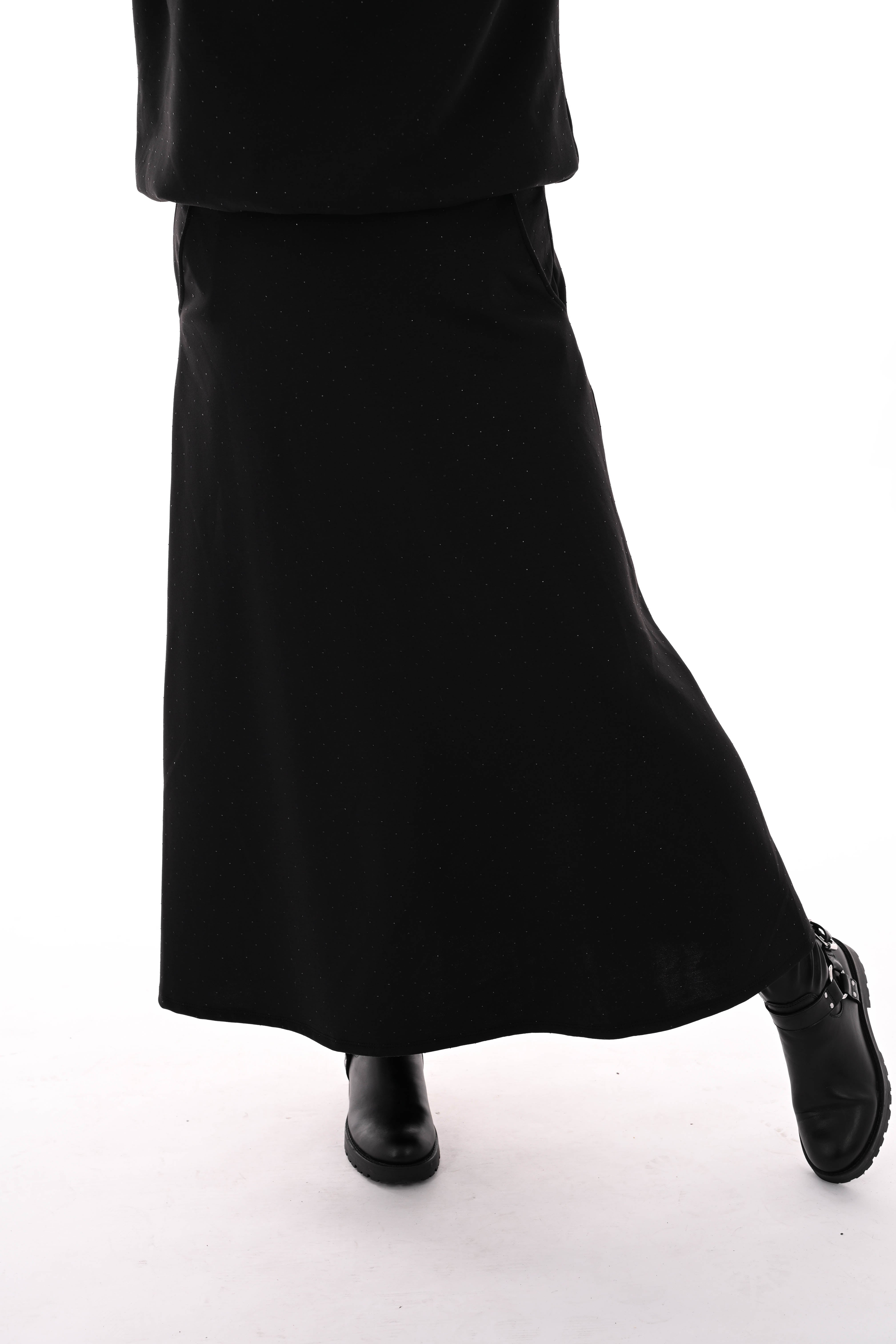 Tweedelig set sweater en rok strass zwart