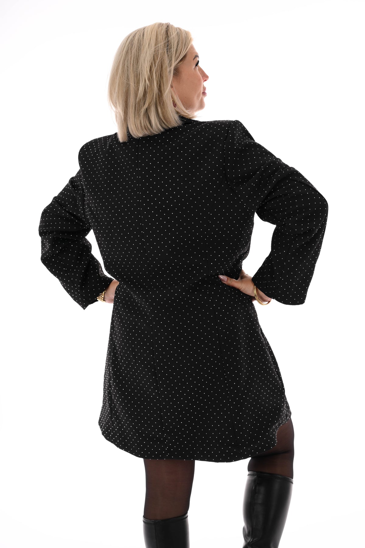 Blazer jurk strass met knopen zwart