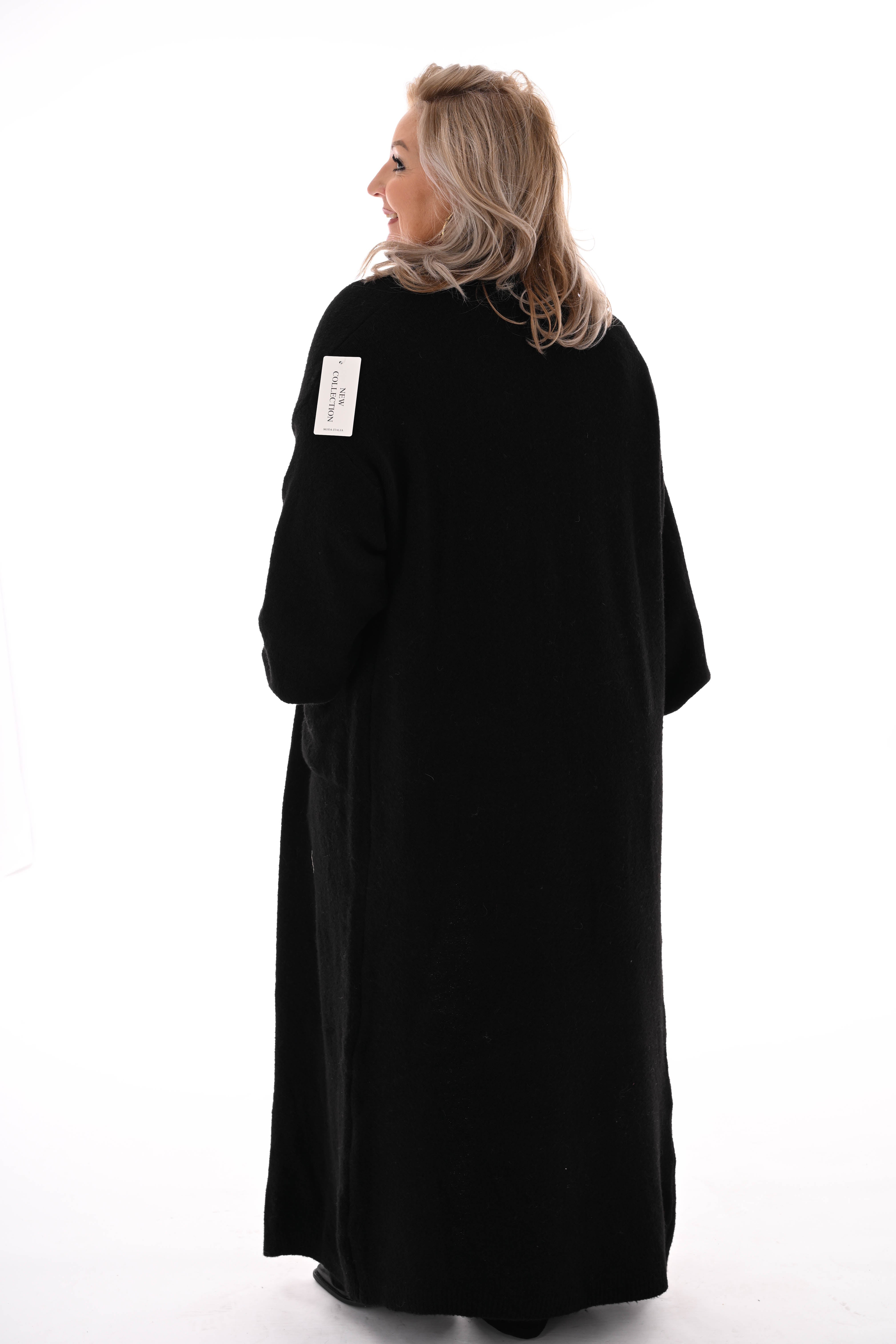 Lang vest fijn gebreid zwart