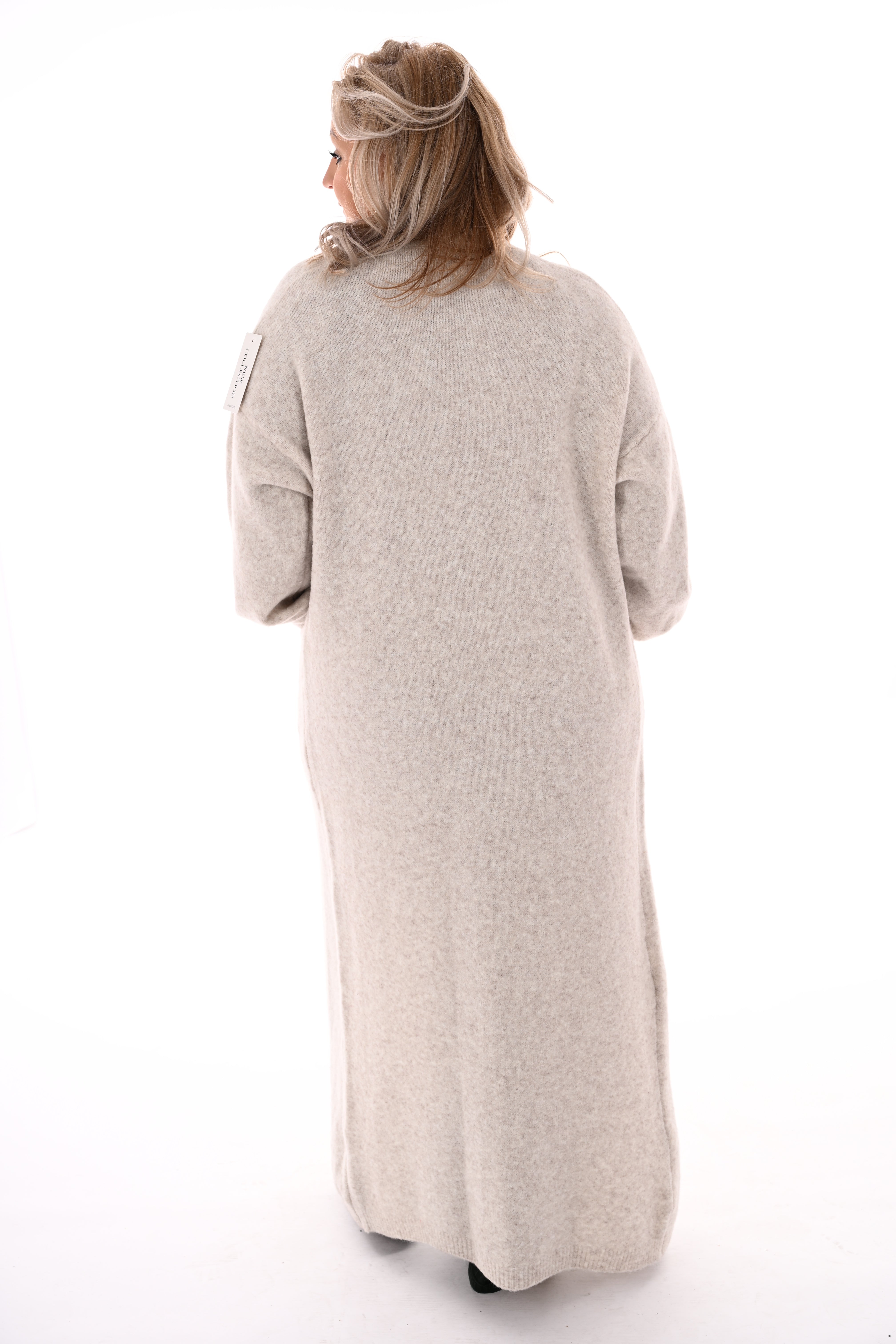 Lang vest fijn gebreid roomwit