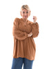 Blouse v-hals met knoop camel