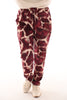 Travel broek giraffe print bordeaux