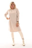 Tuniek sweater ronde hals met split beige