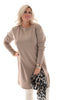 Tuniek sweater ronde hals met split taupe