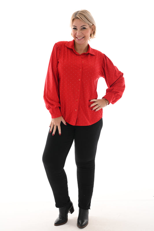 Blouse strass rood