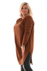 Tuniek sweater ronde hals met split bruin