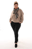 Vleermuis sweater met v-hals taupe