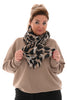 Vleermuis sweater met v-hals taupe