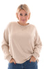 Sweater ronde hals stiksel beige