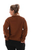 Sweater ronde hals stiksel donkerbruin