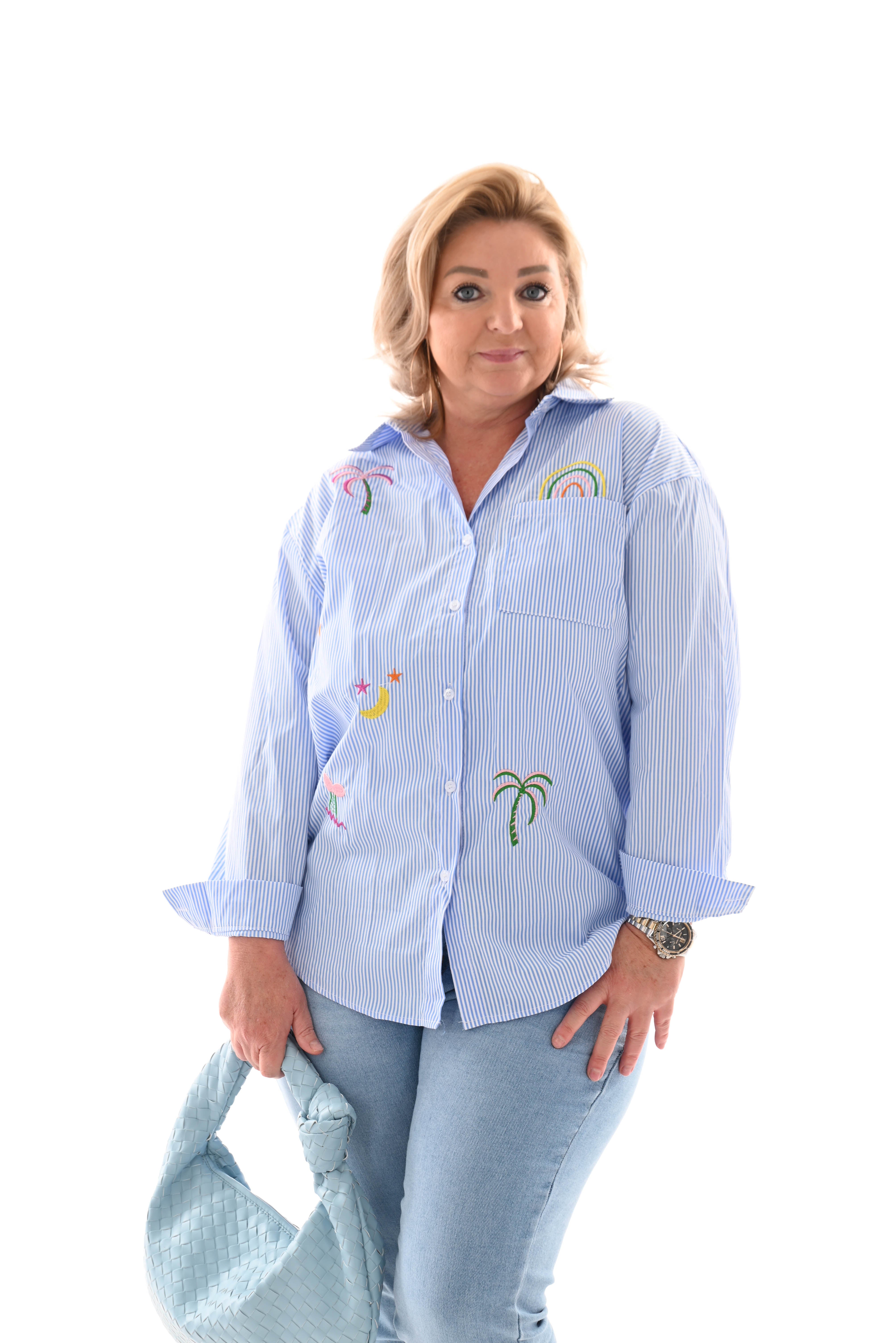 Gestreepte blouse Island blauw