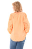Katoenen blouse bloem detail neon oranje
